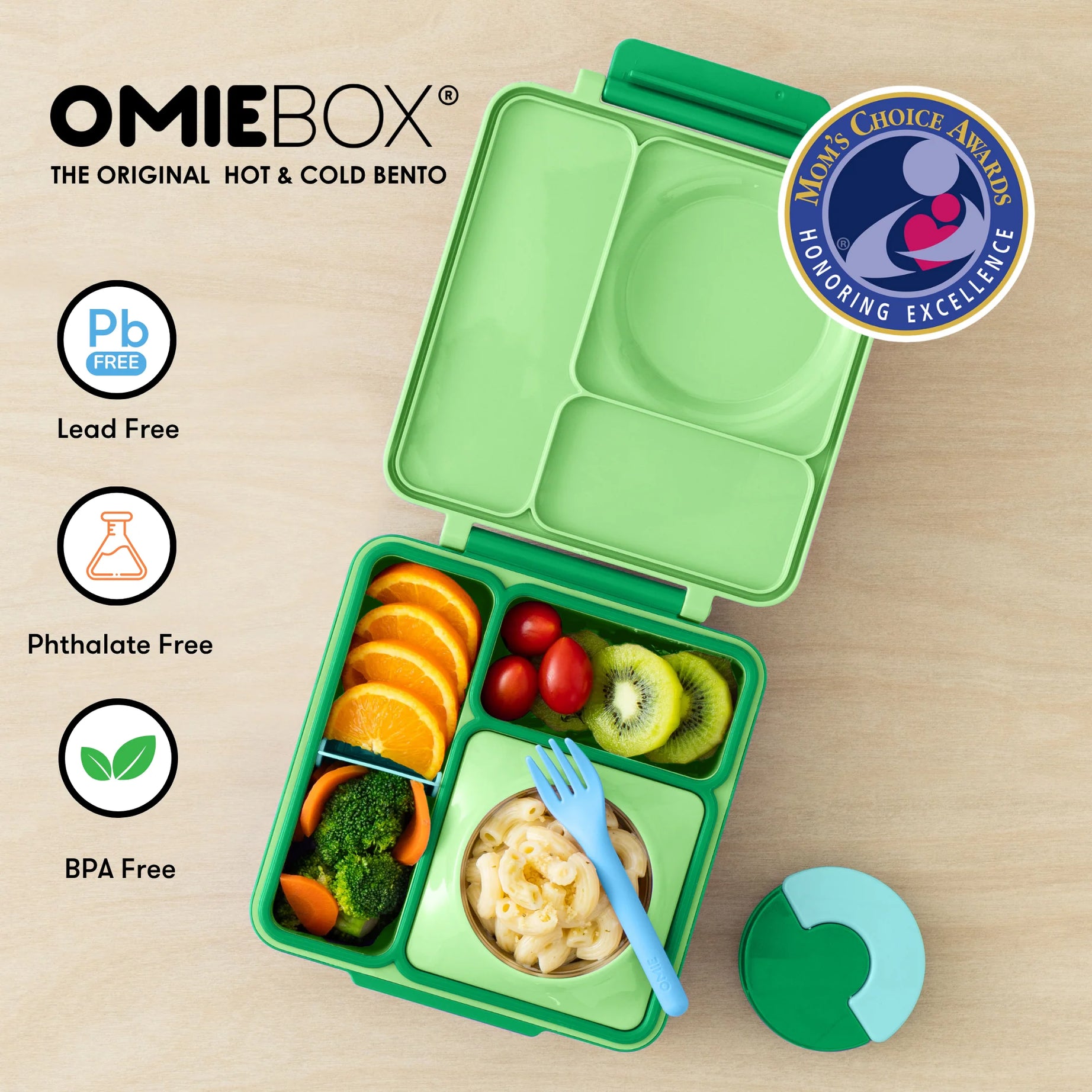 Omiebox - Isı Yalıtımlı Elma Yeşili Bento Yemek Kutusu