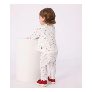 Petit Bateau – Gerippte Leggings mit Blumenmuster | Weiß