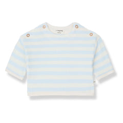 1+ in the family - Poseidon Gestreifter Frottee-Pullover | Hellblau