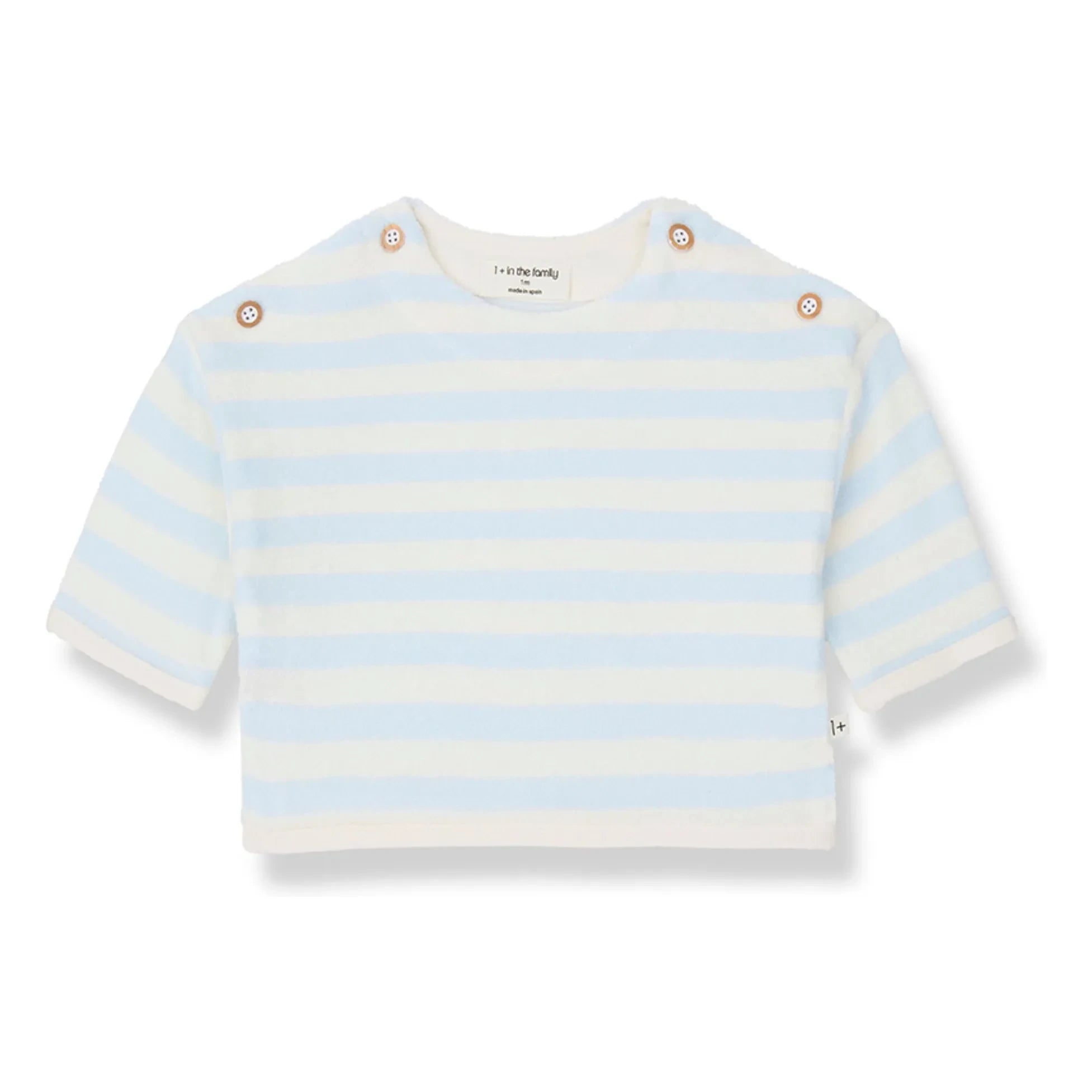 1+ in the family - Poseidon Gestreifter Frottee-Pullover | Hellblau