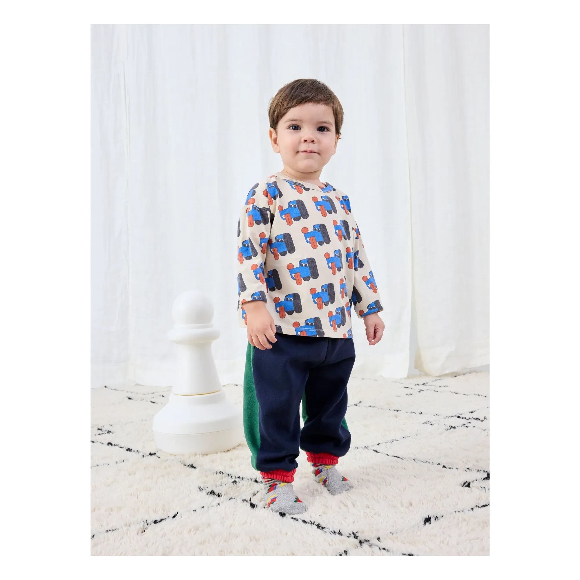 Bobo Choses - Organic Cotton Joggers with Color Blocks | Navy Blue