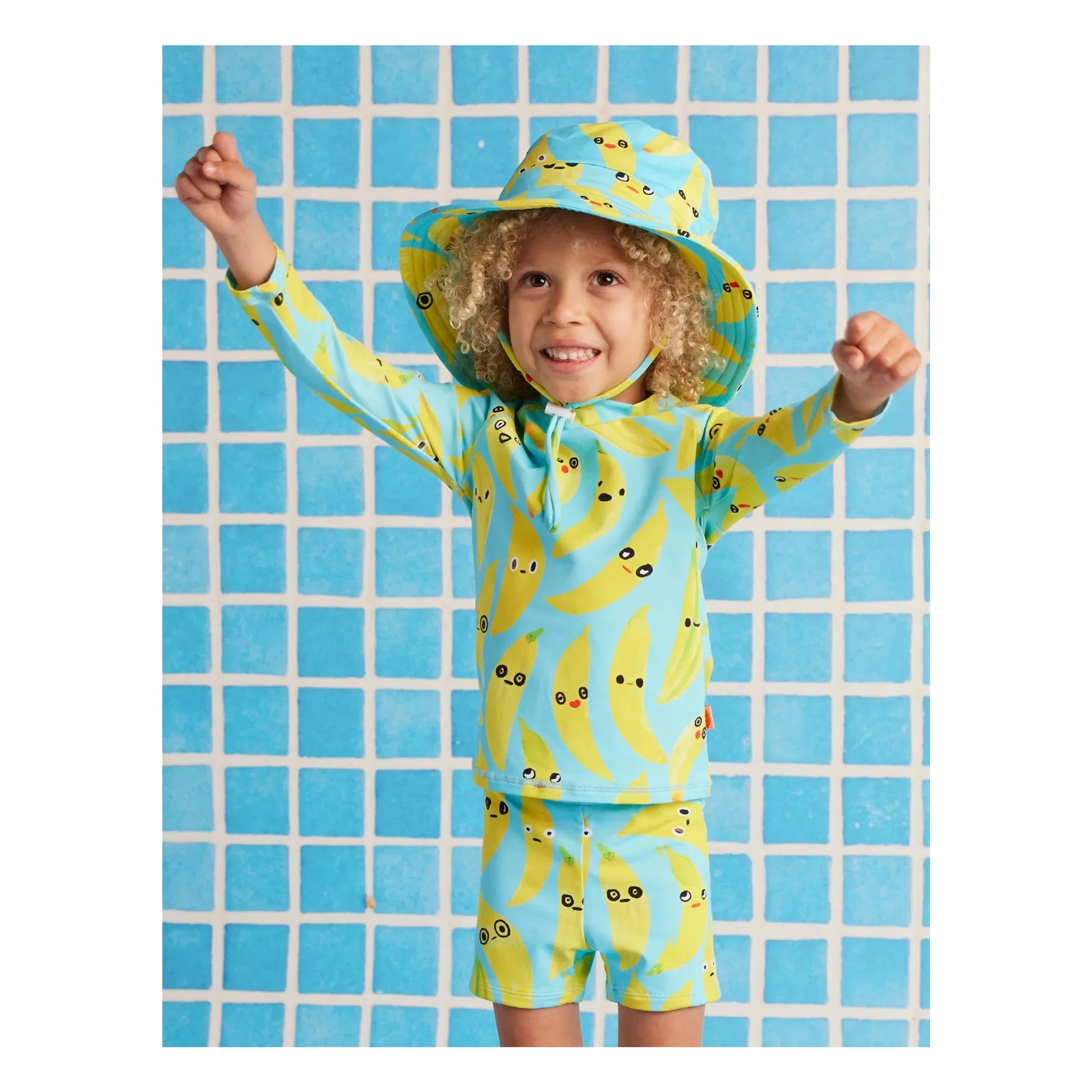 Halcyon Nights – Langärmeliges Anti-UV Badeshirt Banane Recycelte Fasern | Türkis