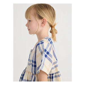 Bobo Choses - Tartan organik pamuk elbise | Ekru