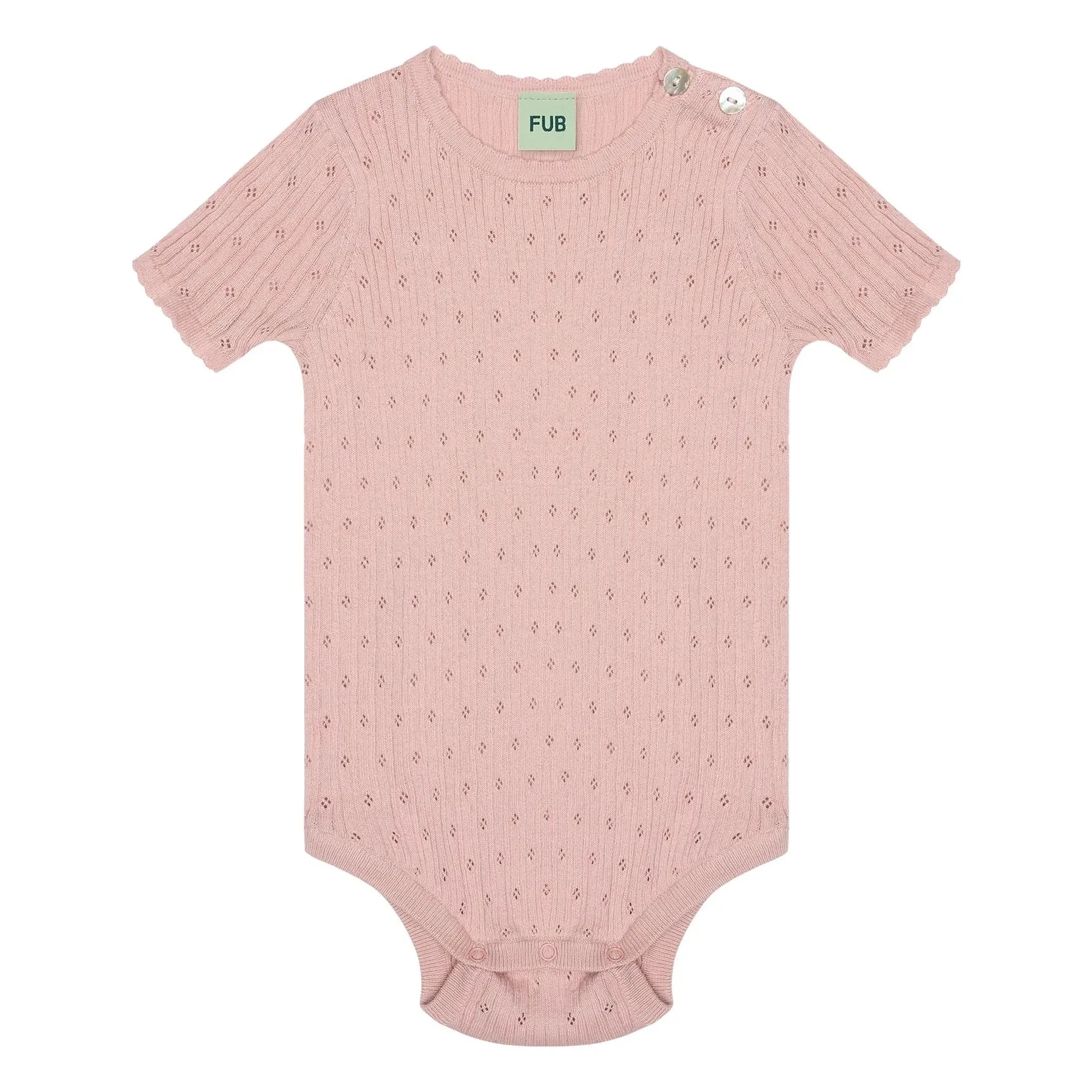 FUB - Fein gestrickter Body aus Bio-Baumwolle mit Pointelle-Muster | Hellrosa