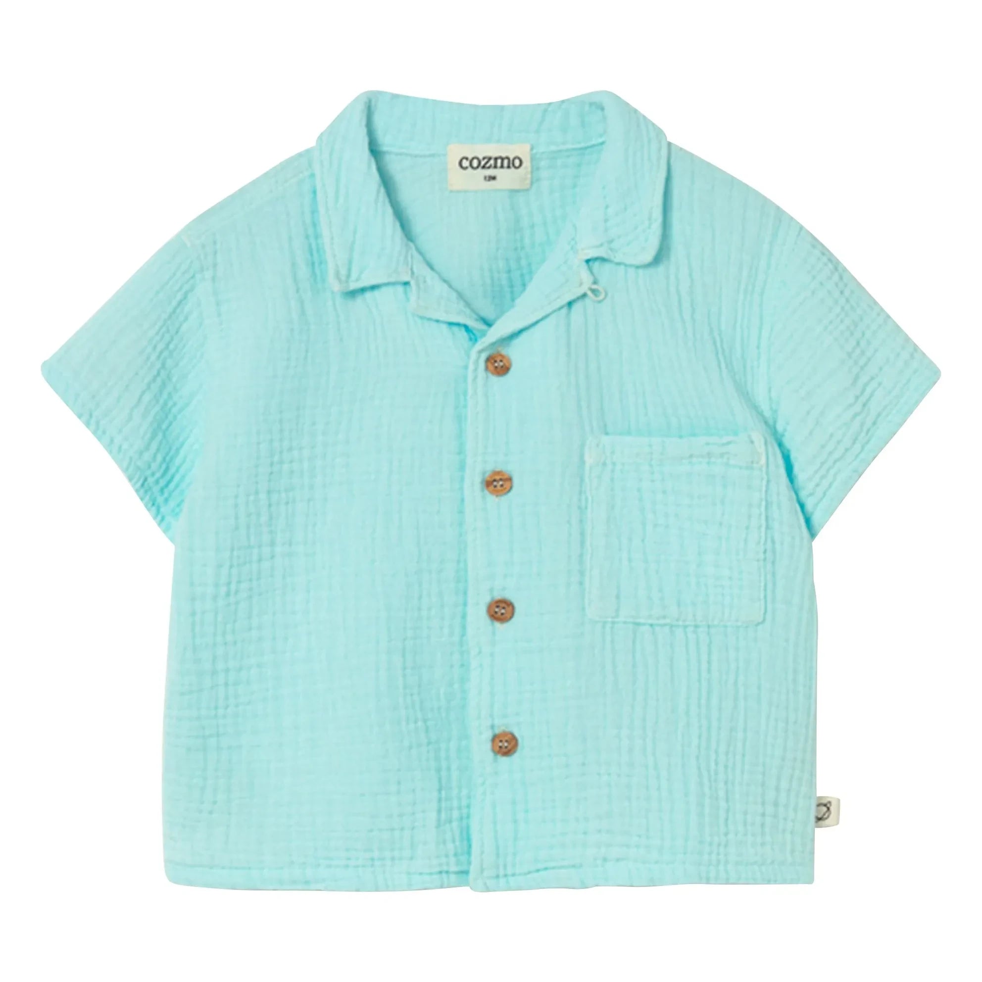 Cozmo - Abel Cotton Muslin Shirt | Aqua
