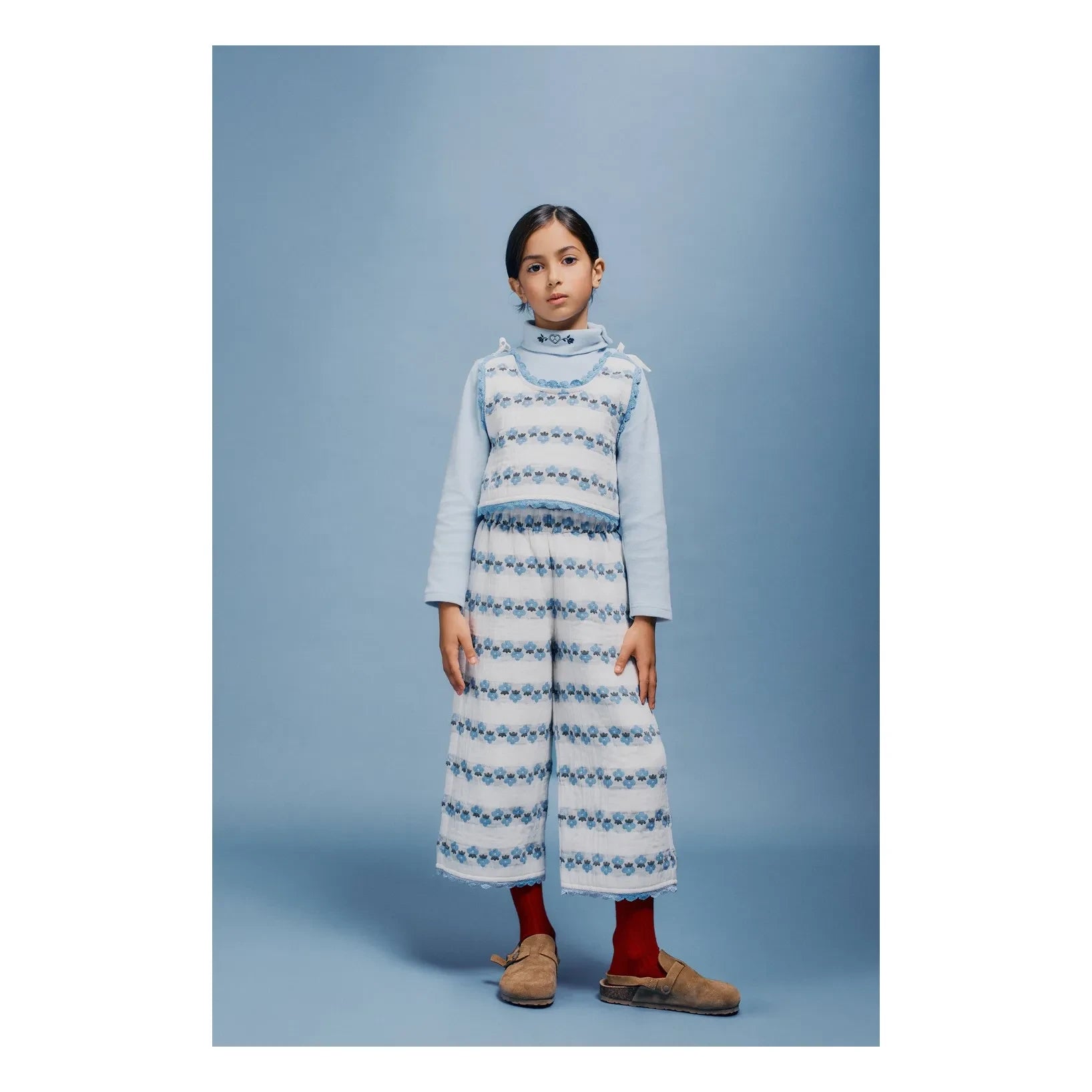 Bebe Organic - Çiçek Desenli Scilla Üst | Mavi