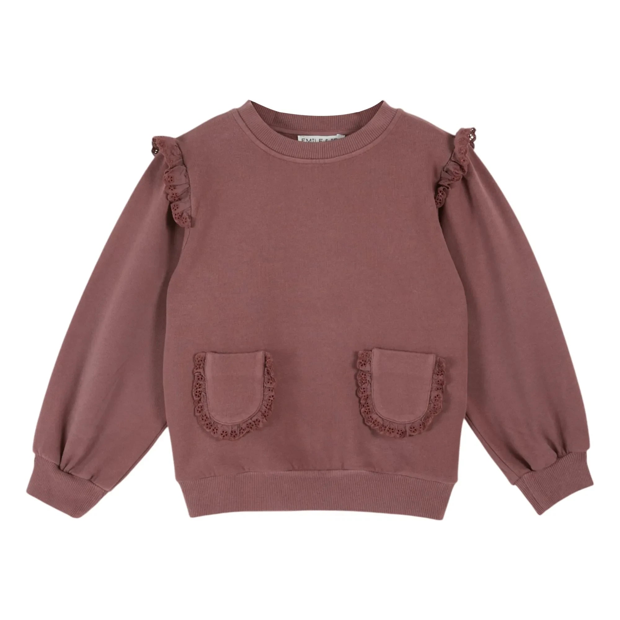 Emile et Ida - İngilizce Nakışlı Organik Pamuklu Sweatshirt | Koyu mor