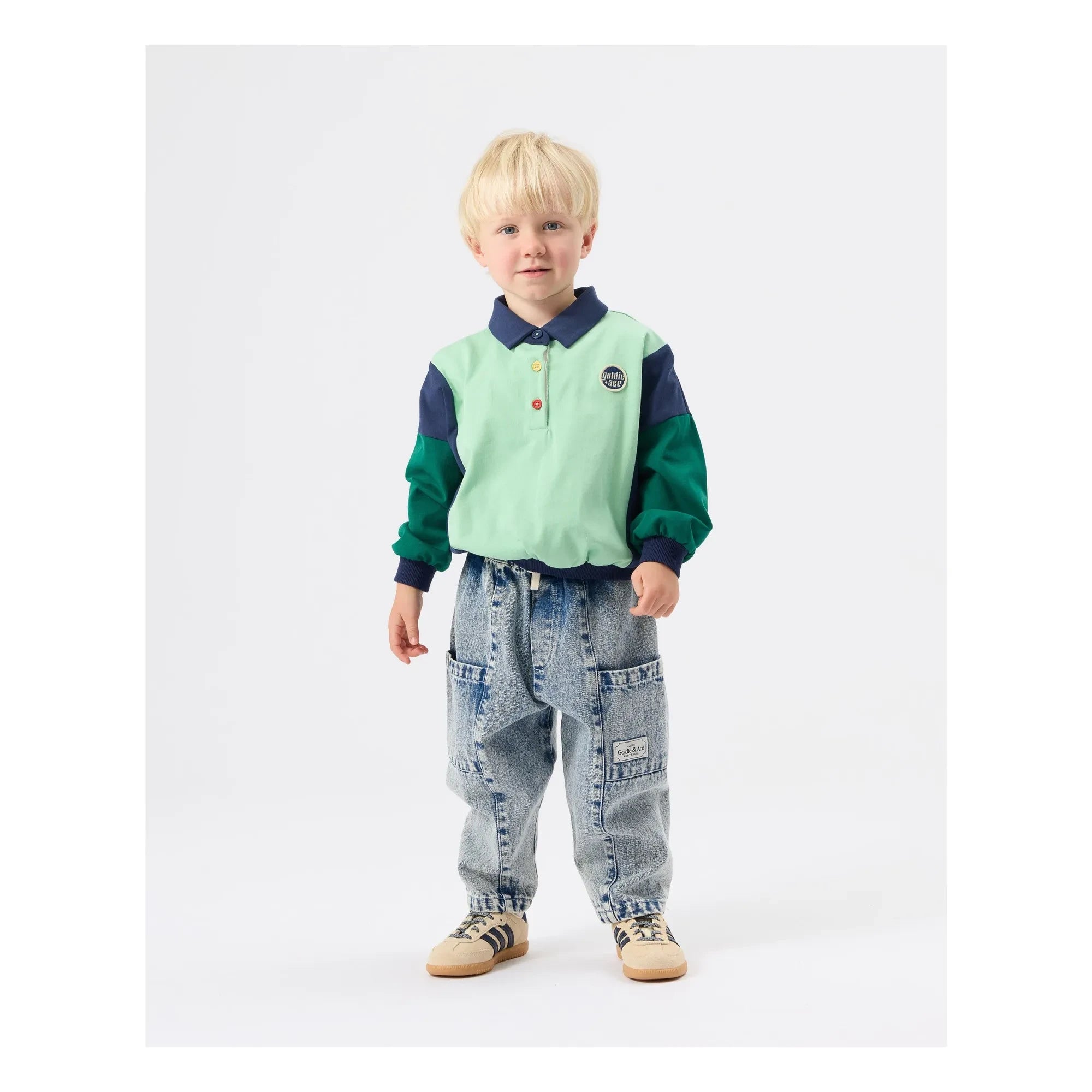 Goldie + Ace - Rugby Polo Collar Sweatshirt | Green