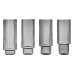 Ferm Living - Ripple uzun bardaklar - 4'lü set | Gri