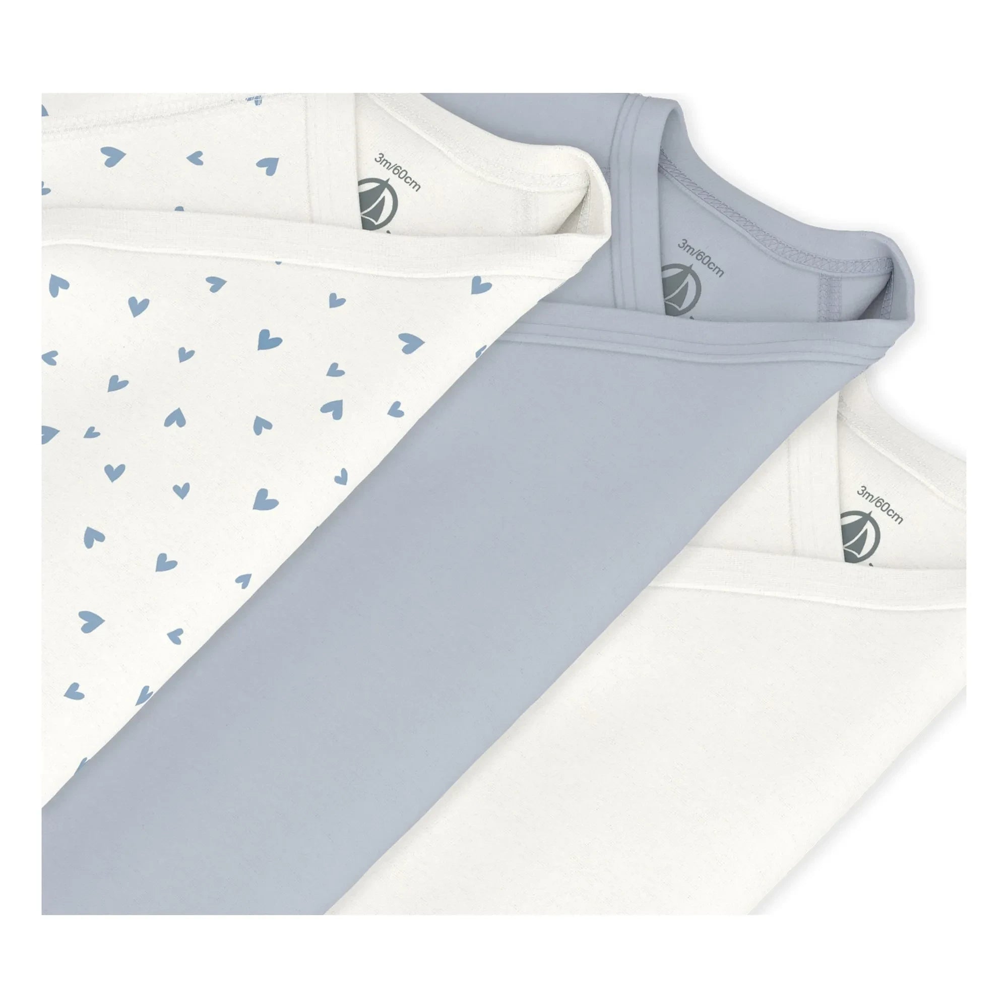 Petit Bateau - 3-Pack Organic Cotton Heart Cross Sizes | White