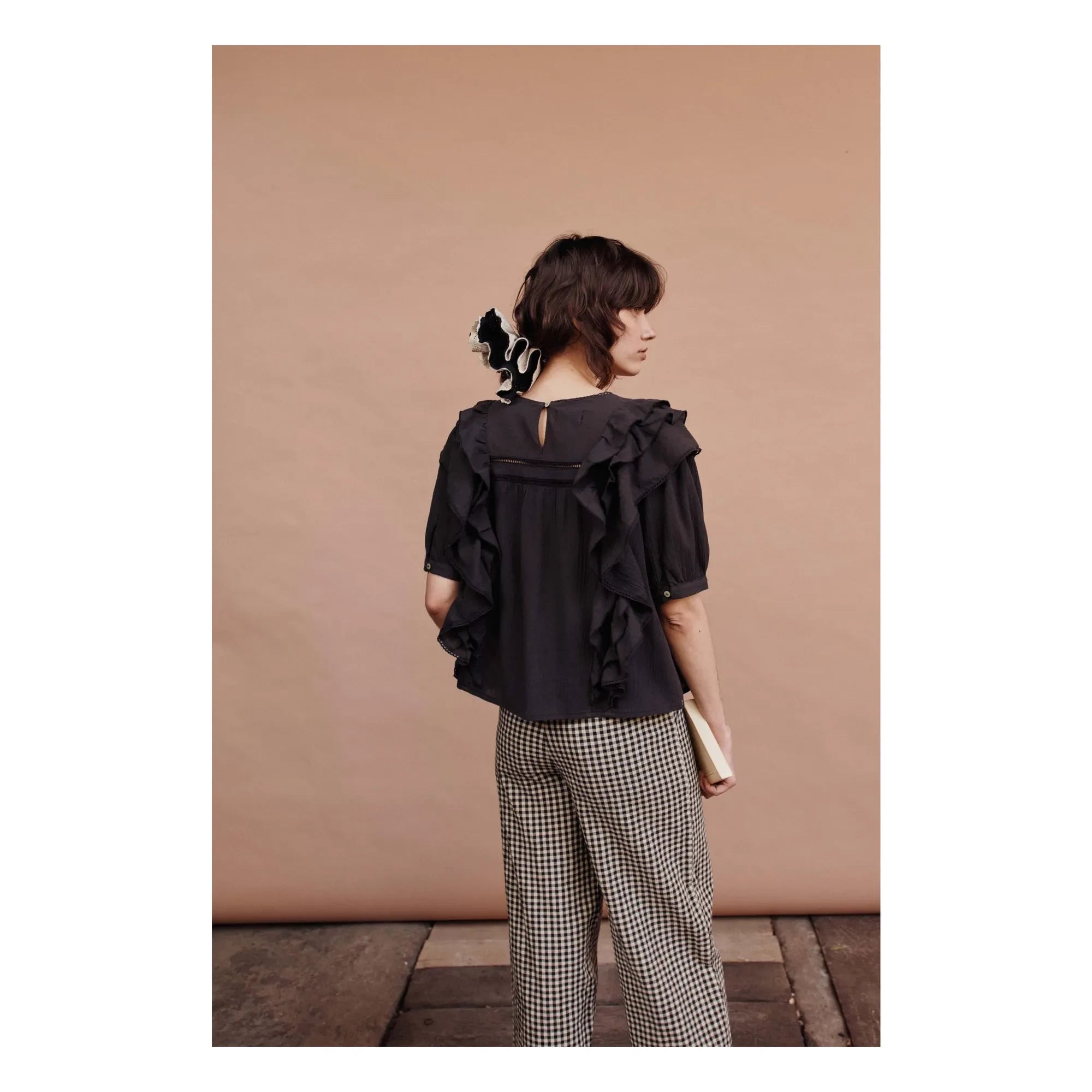 Emile et Ida - Pamuklu Vichy Pantolon | Siyah