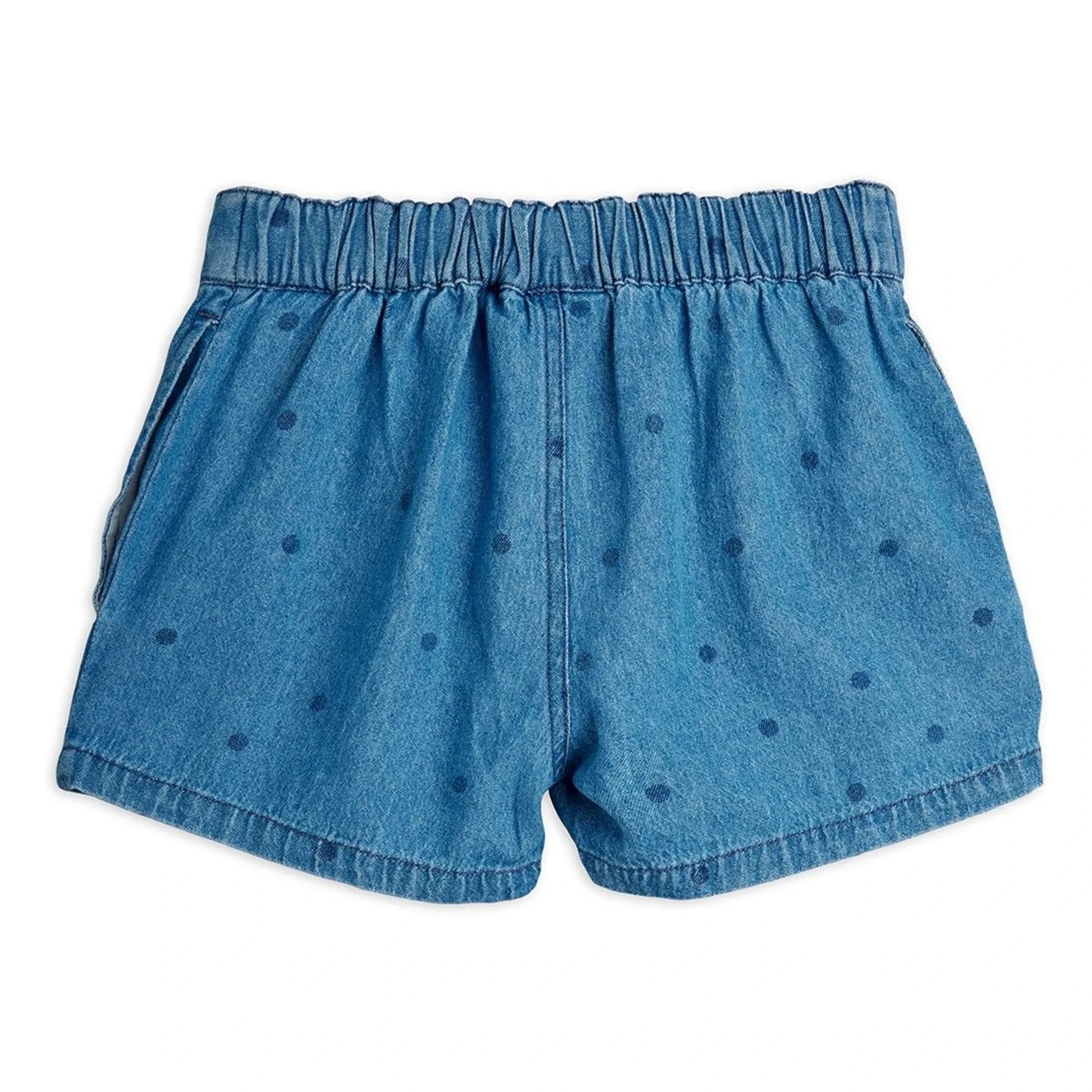 Mini Rodini - Organik Pamuklu Puantiyeli Denim Şort | Mavi