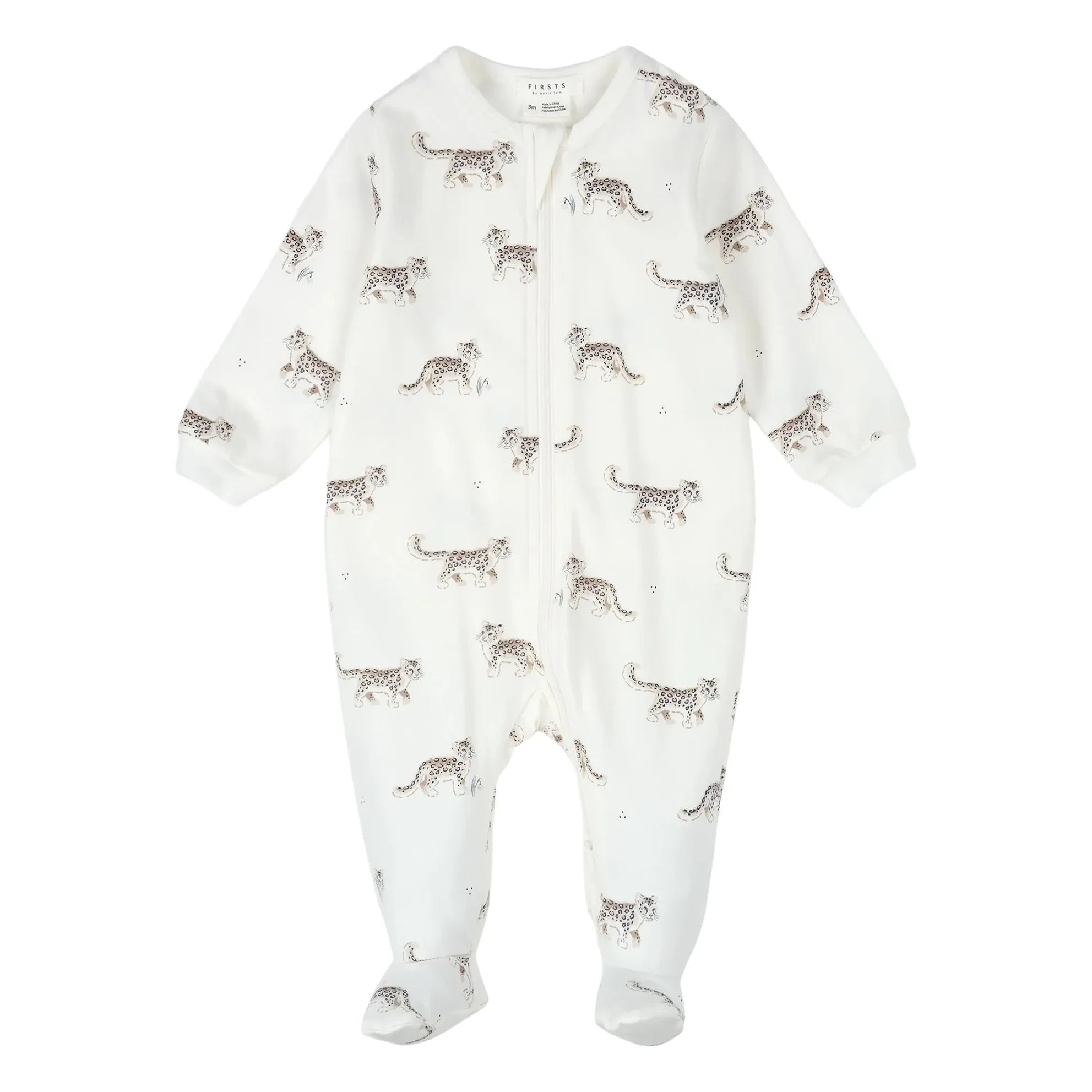Petit Lem - Organic Cotton Leopard Pajamas | White
