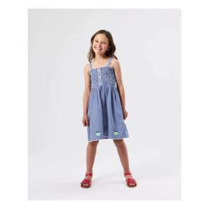 Goldie + Ace - Gingham Gerafftes Kleid | Blau
