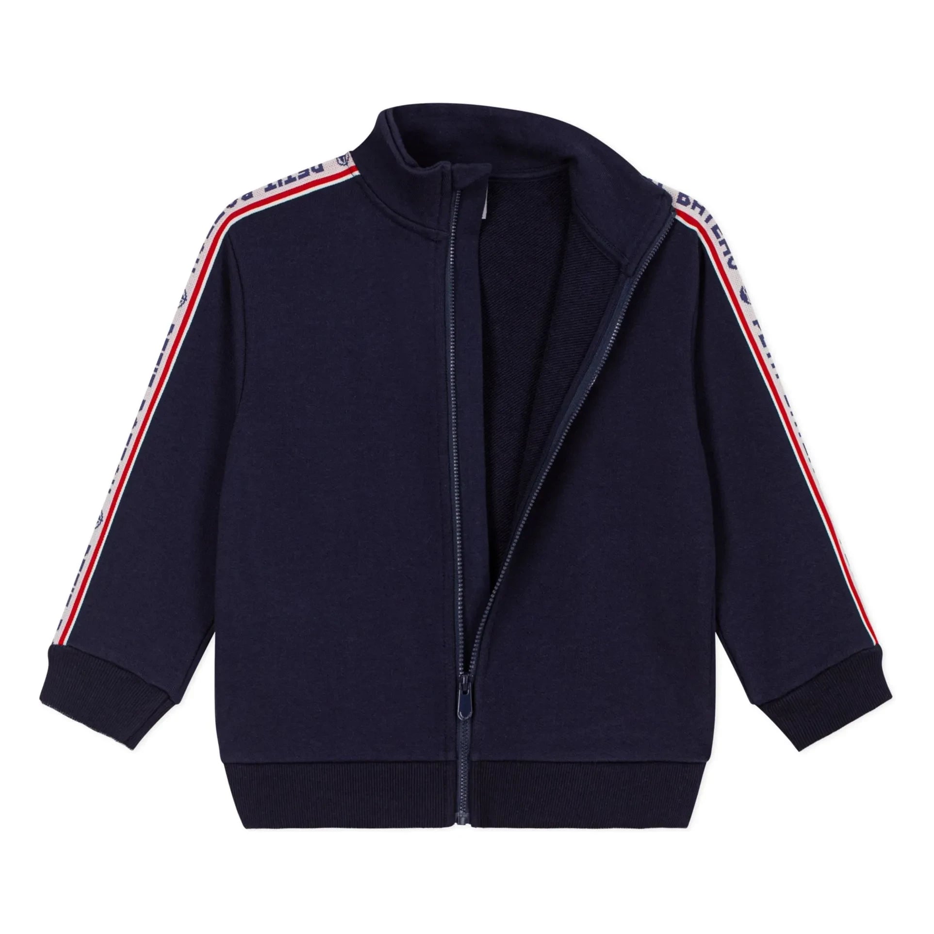Petit Bateau - Sweatshirt mit Kontraststreifen und Reißverschluss | Marineblau