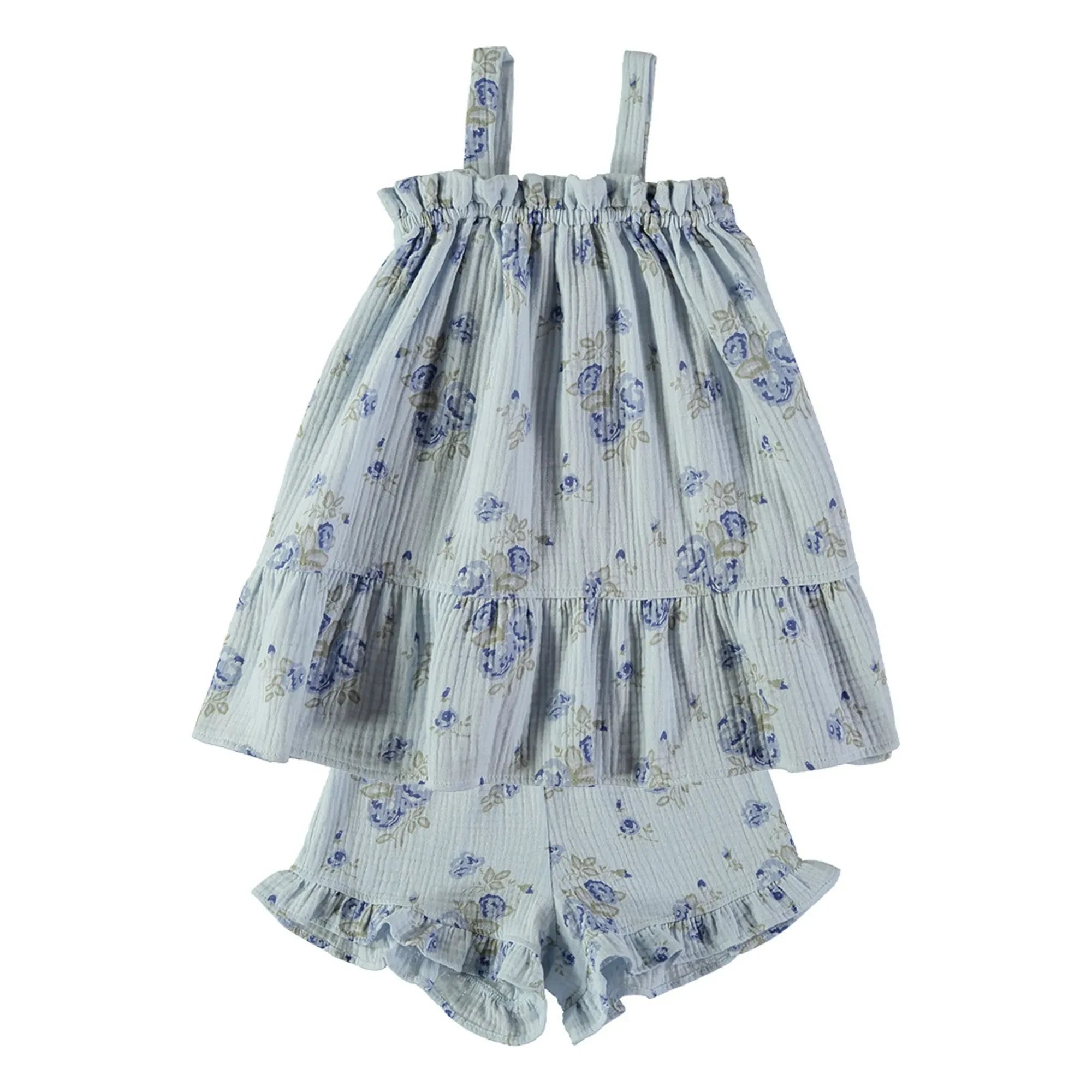Risu Risu - Mayan Floral Organic Cotton Gauzzy Short Pajamas | Ecru