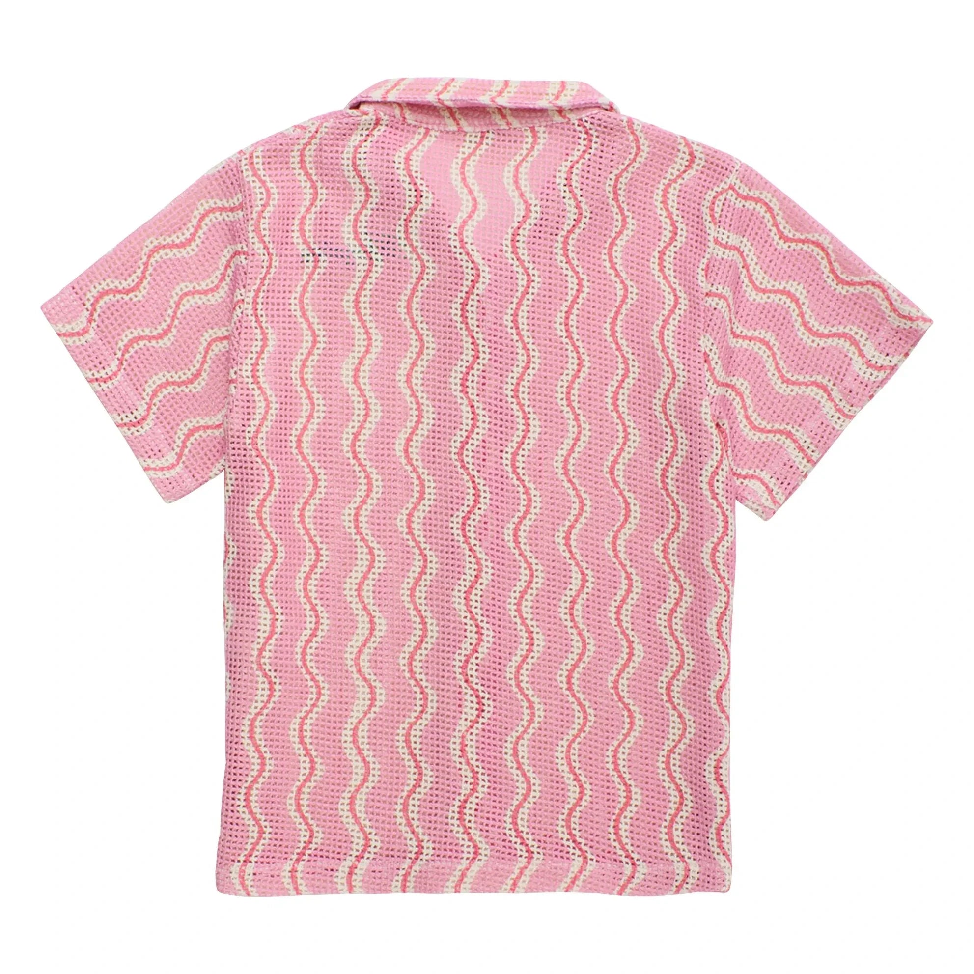 Maison Mangostan - Wellenstrick-Shirt | Rosa