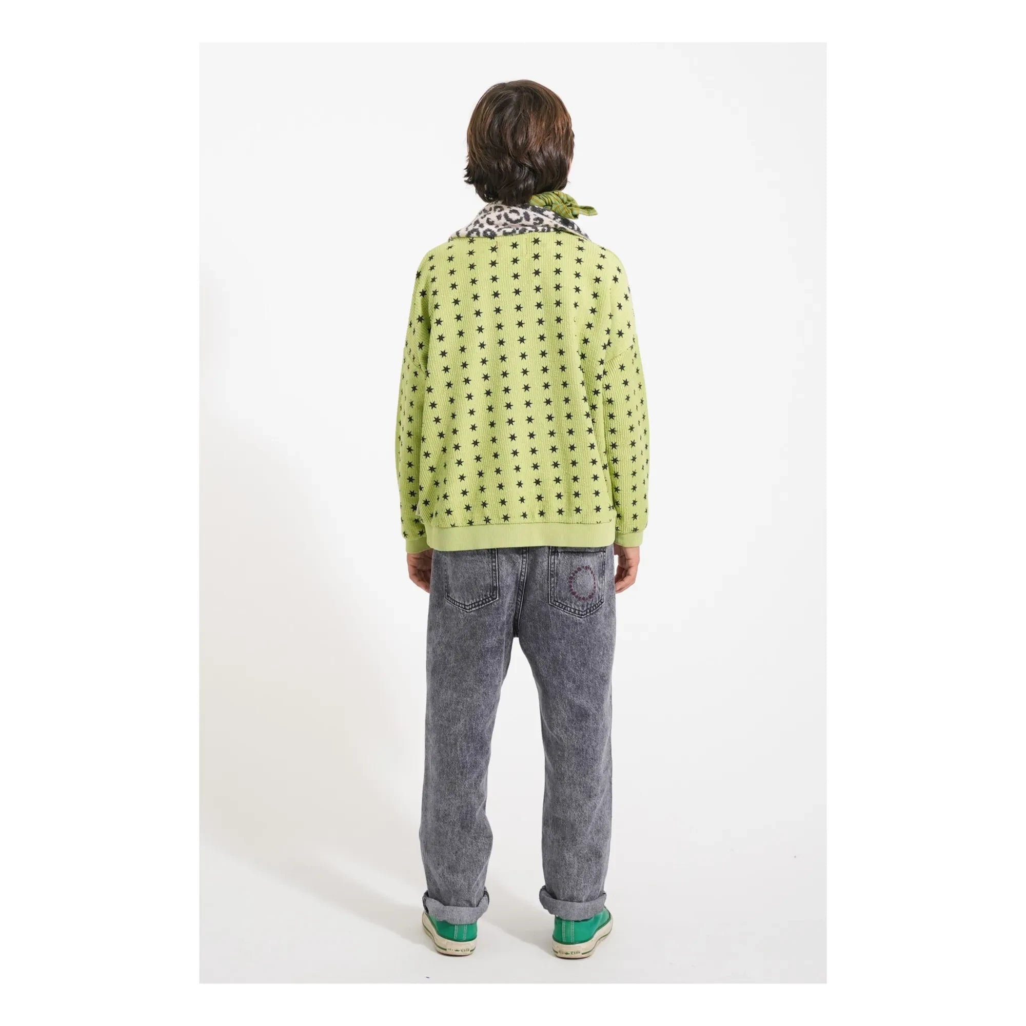Piupiuchick - Stern-Sweatshirt aus Bio-Baumwolle mit Kordelzug | Grün