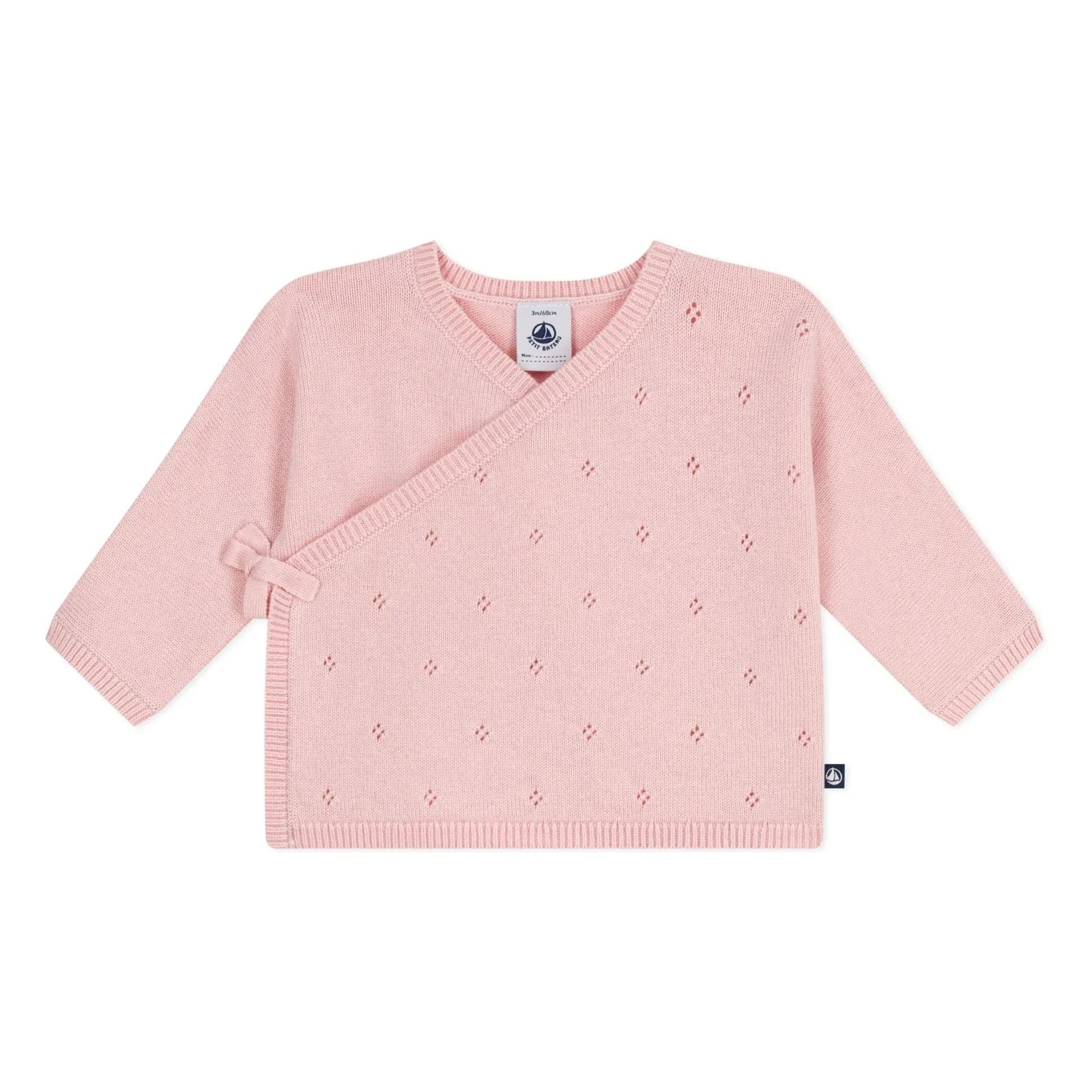 Petit Bateau - Pointelle Wool Cardigan | Pink