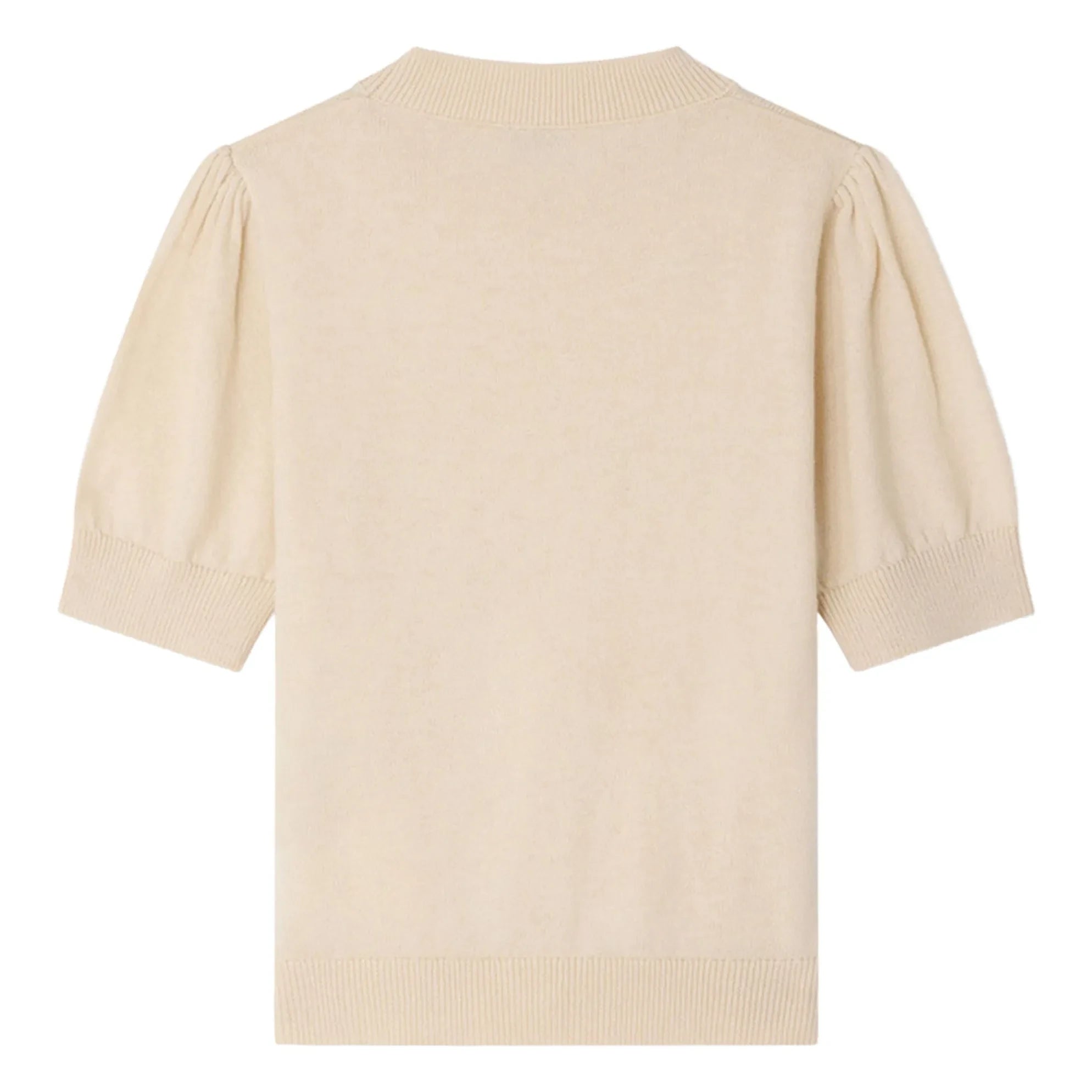 Bonpoint - Leola Kurzarm-Pullover aus Wolle mit Paillettenkirschen | Beige Rosa