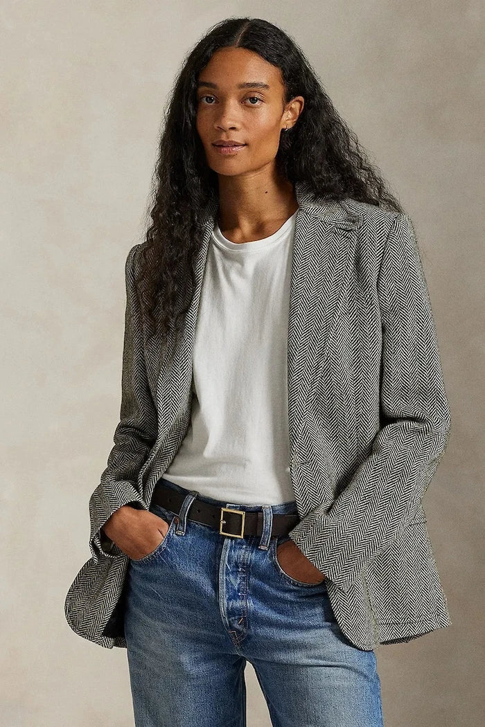 Polo Ralph Lauren kadın tek düğmeli keten ceket