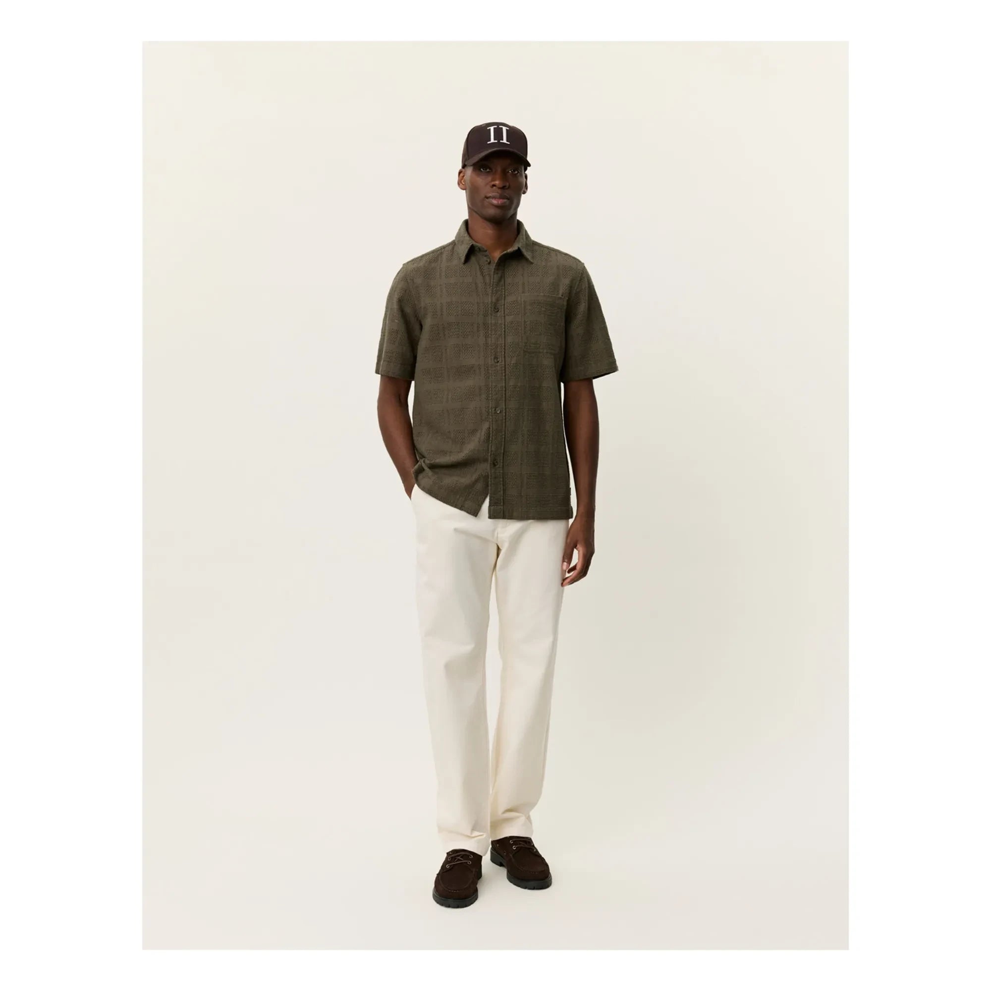 Les Deux - Charlie Baumwoll-Kurzarmhemd | Khaki
