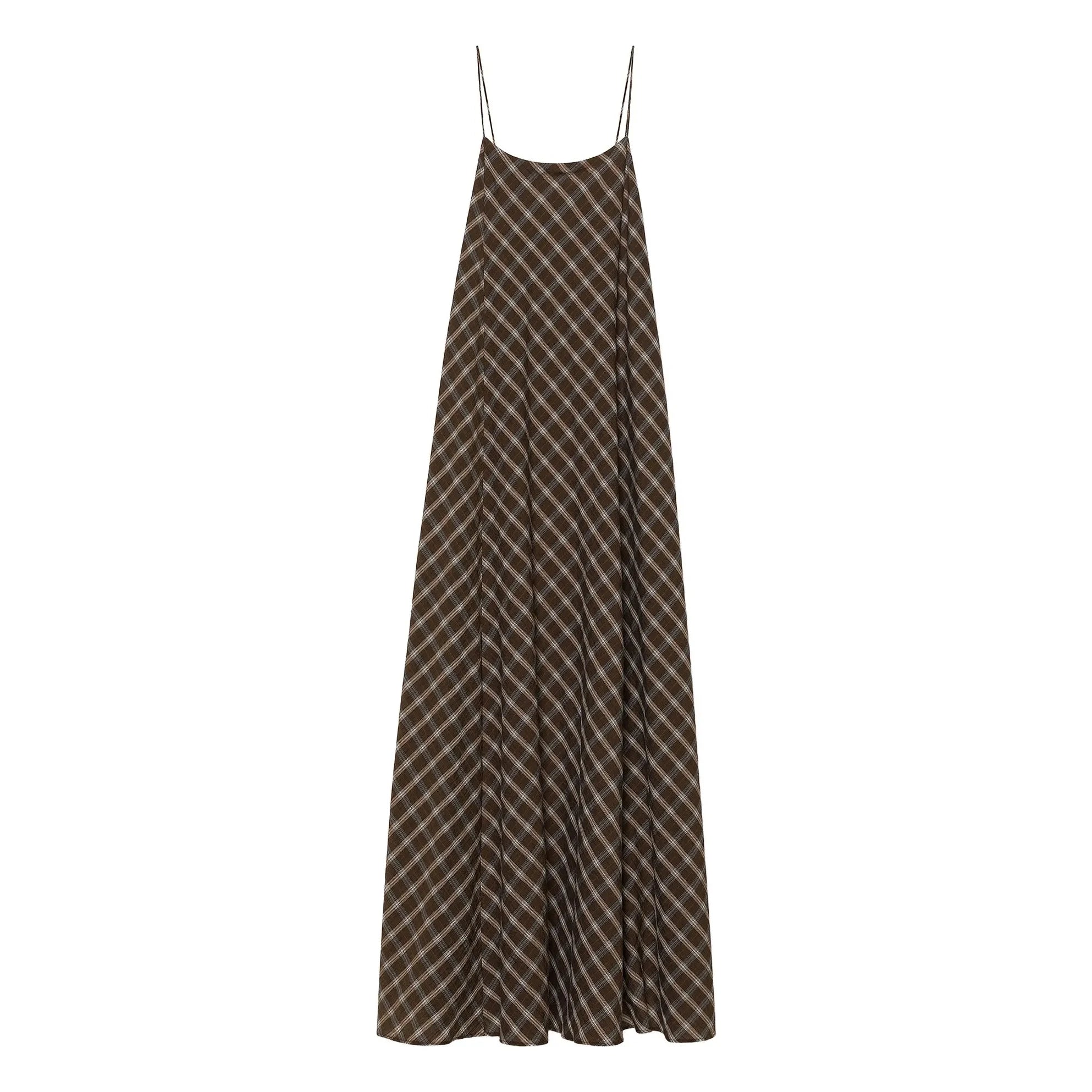 Pomandère - Cotton Check Dress | Chocolate