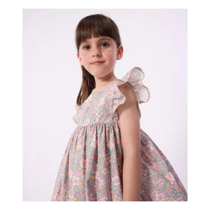 Petit Bateau - Ärmelloses Kleid aus Bio-Baumwollpopeline mit Blumenmuster | Graublau
