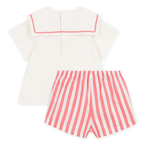 Petit Bateau - Keten Lacivert Yakalı Pijama Şortu | Coral