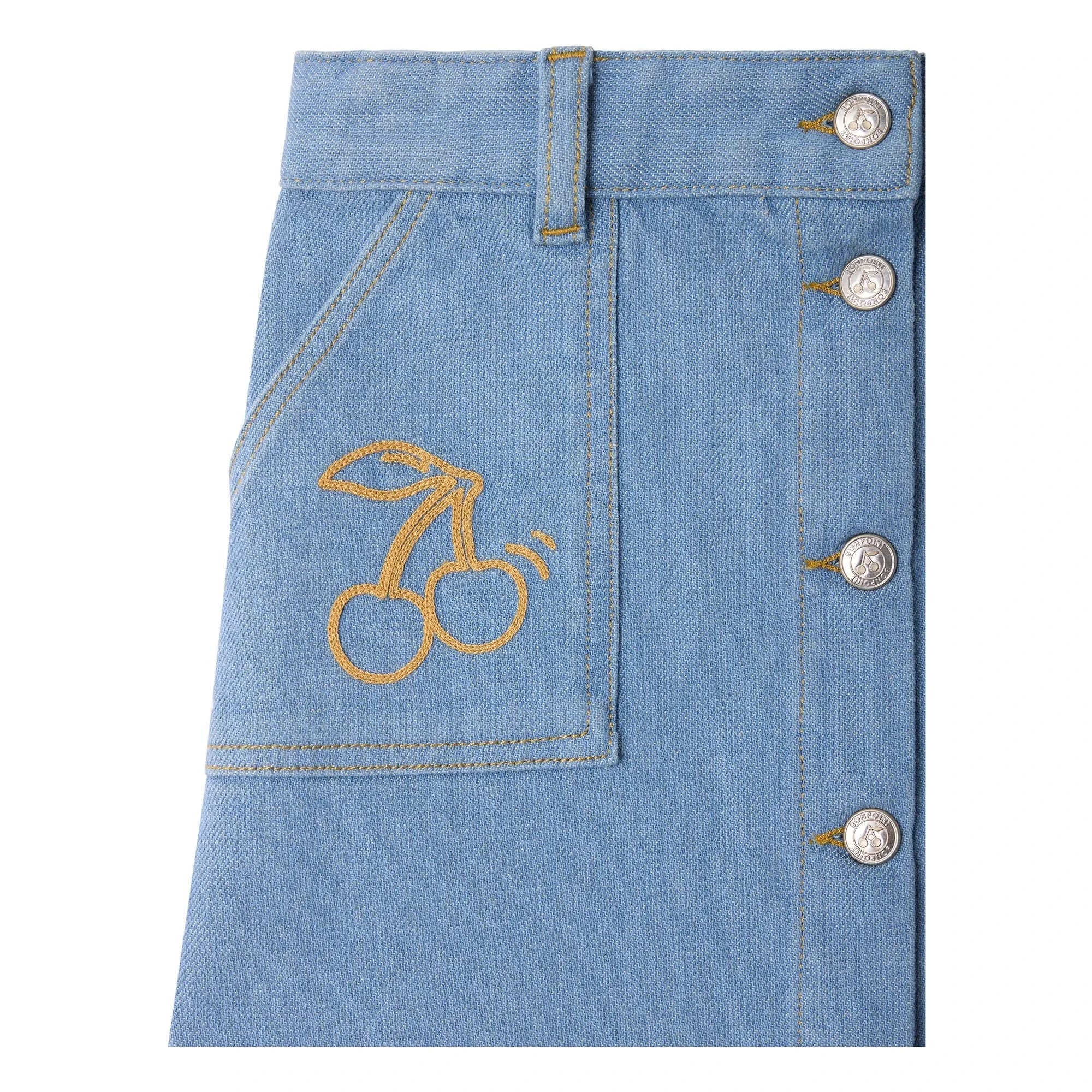 Bonpoint - Dexie Denim Organik Pamuk Etek | Gri Mavi