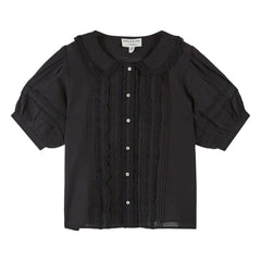 Emile et Ida - Vintage Dantel Pamuk Bluz | Siyah