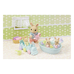 Sylvanian Families - Hasen-Drillinge Creme & Badewannen-Zubehör