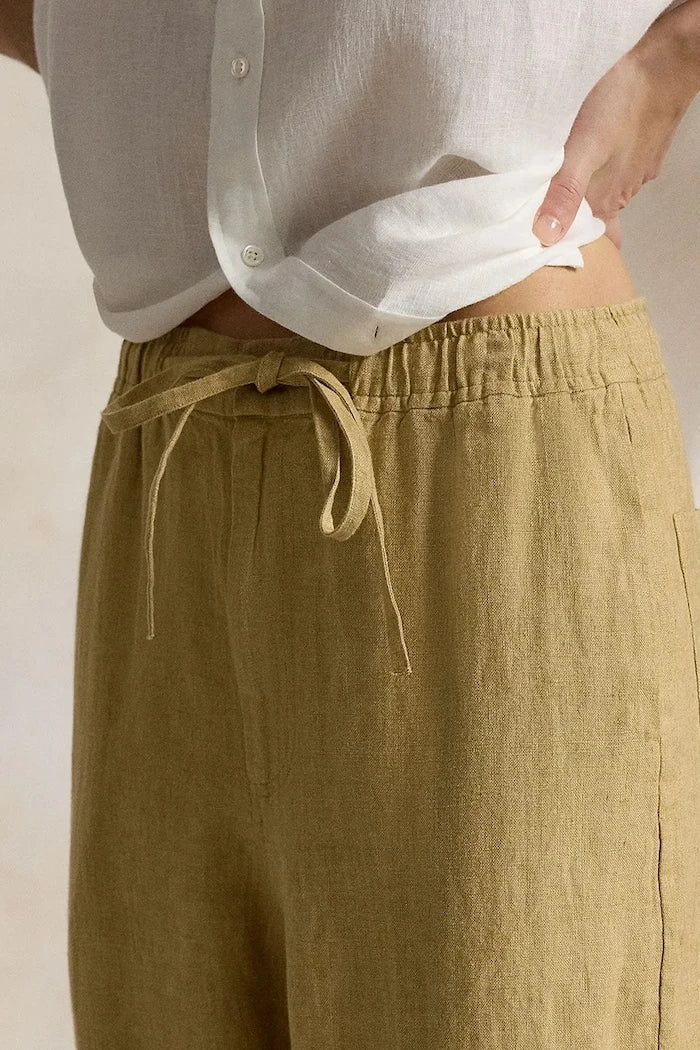 Polo Ralph Lauren широк paçalı kadın keten pantolon
