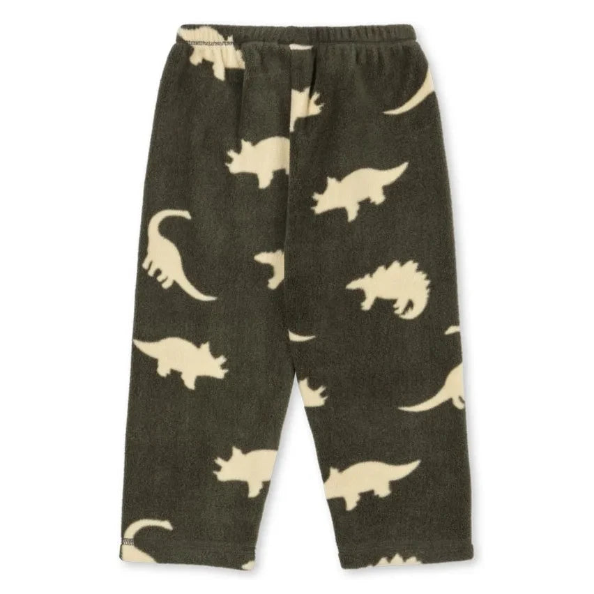 Konges Sløjd - Tavi Dinosaurs Fleecehose aus recycelten Fasern | Khaki