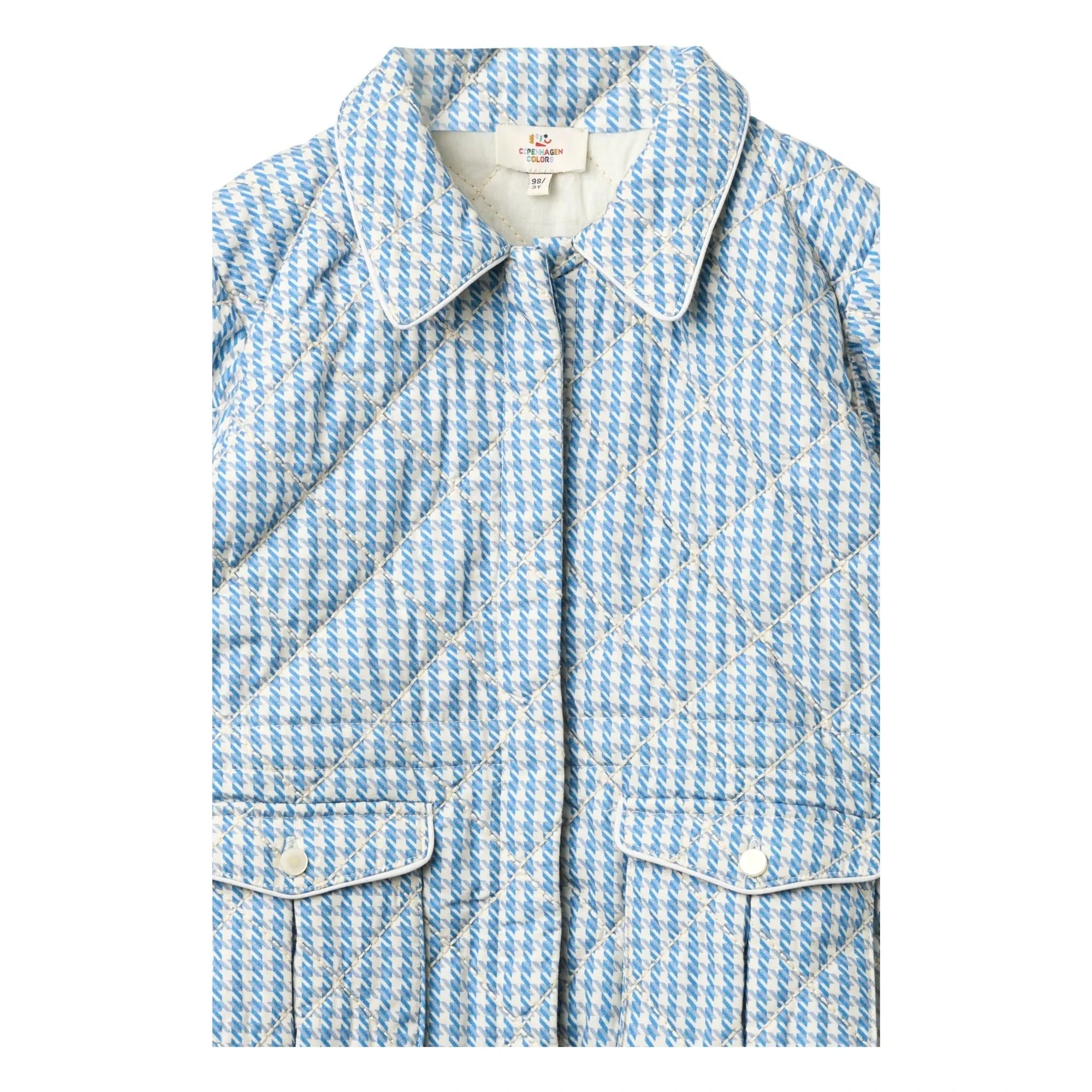 Copenhagen Colors - Pied de Poule Organic Cotton Quilted Jacket | Blue