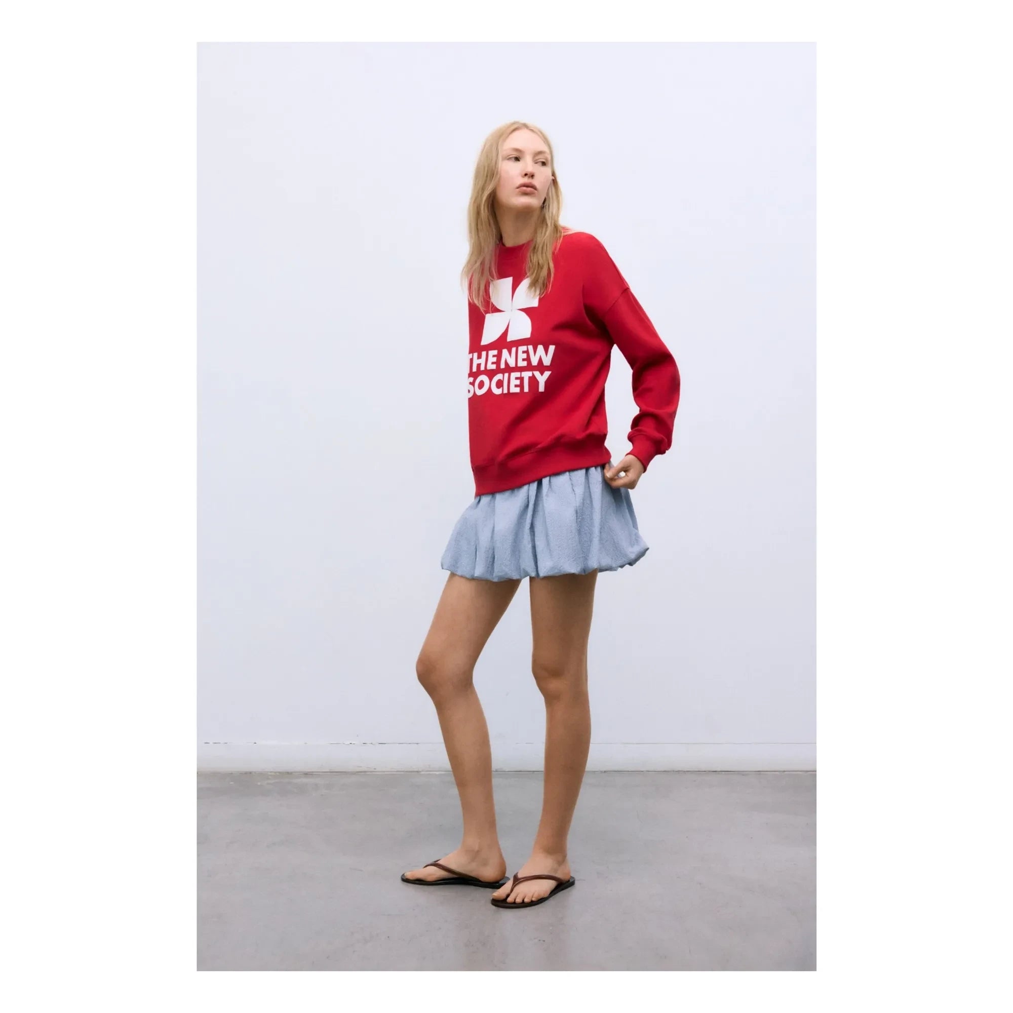 the new society - TNS Logo Cotton Sweatshirt | Red