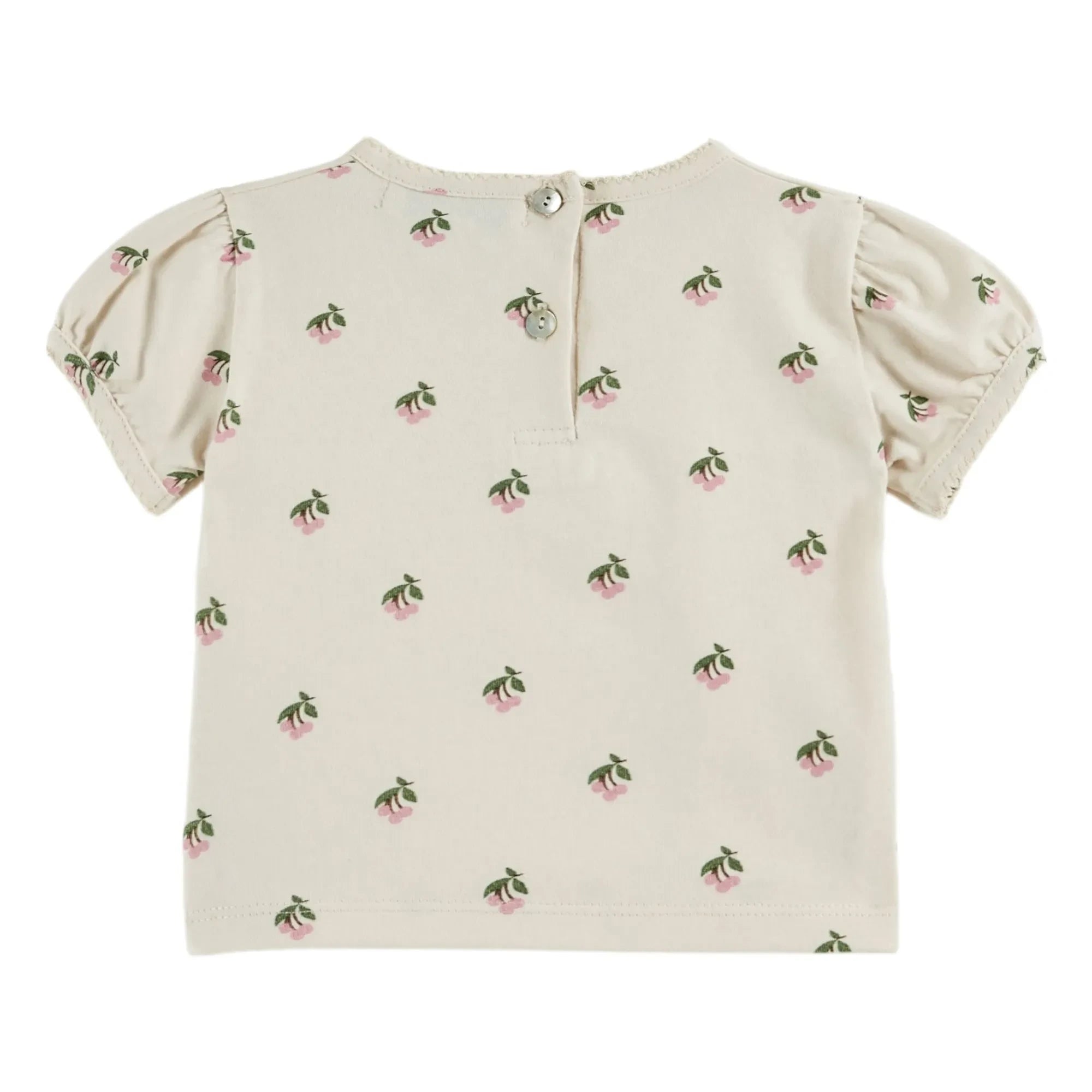 Emile et Ida - Cherry Organic Cotton Bouffant T-Shirt | Cream