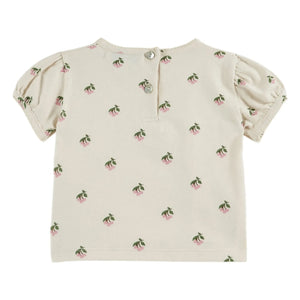Emile et Ida - Cherry Organic Cotton Bouffant T-Shirt | Cream