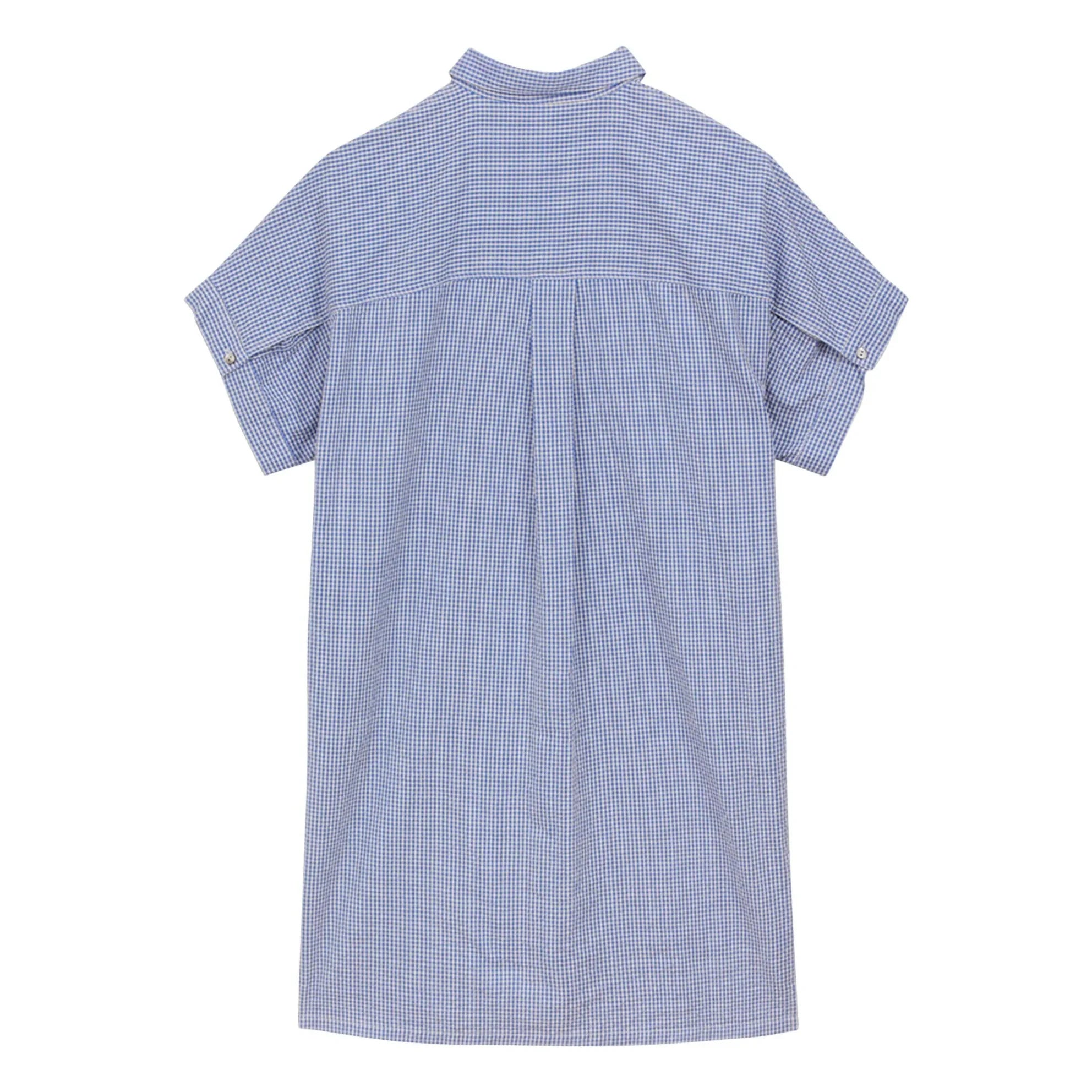 a.p - Gingham Hemdblusenkleid aus Baumwolle | Vichy-Baumwolle, Blau