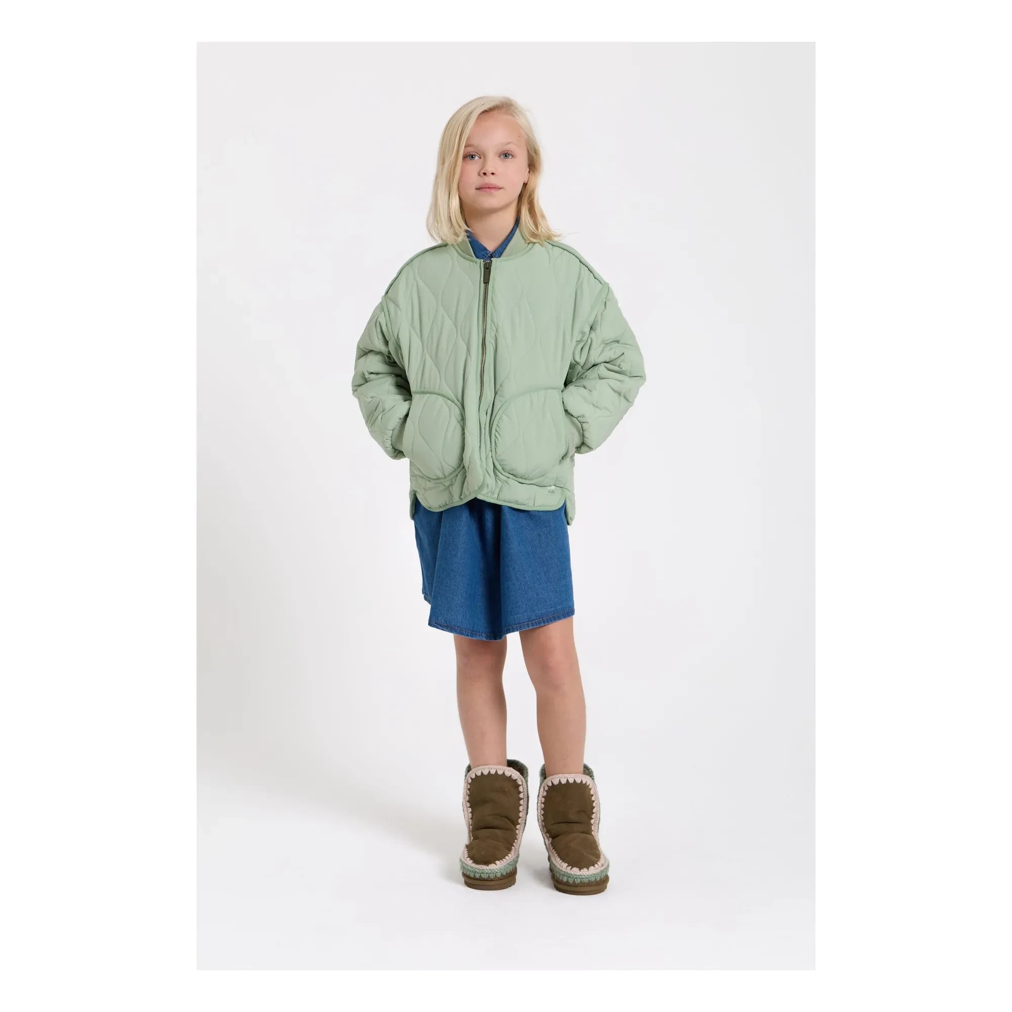 Hundred Pieces - Buruşuk Kapitone Bomber Ceket | Sage