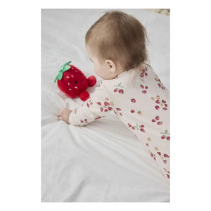 Petit Lem - Strampelpyjama Erdbeere Rippstrick Bio-Baumwolle | Rosa
