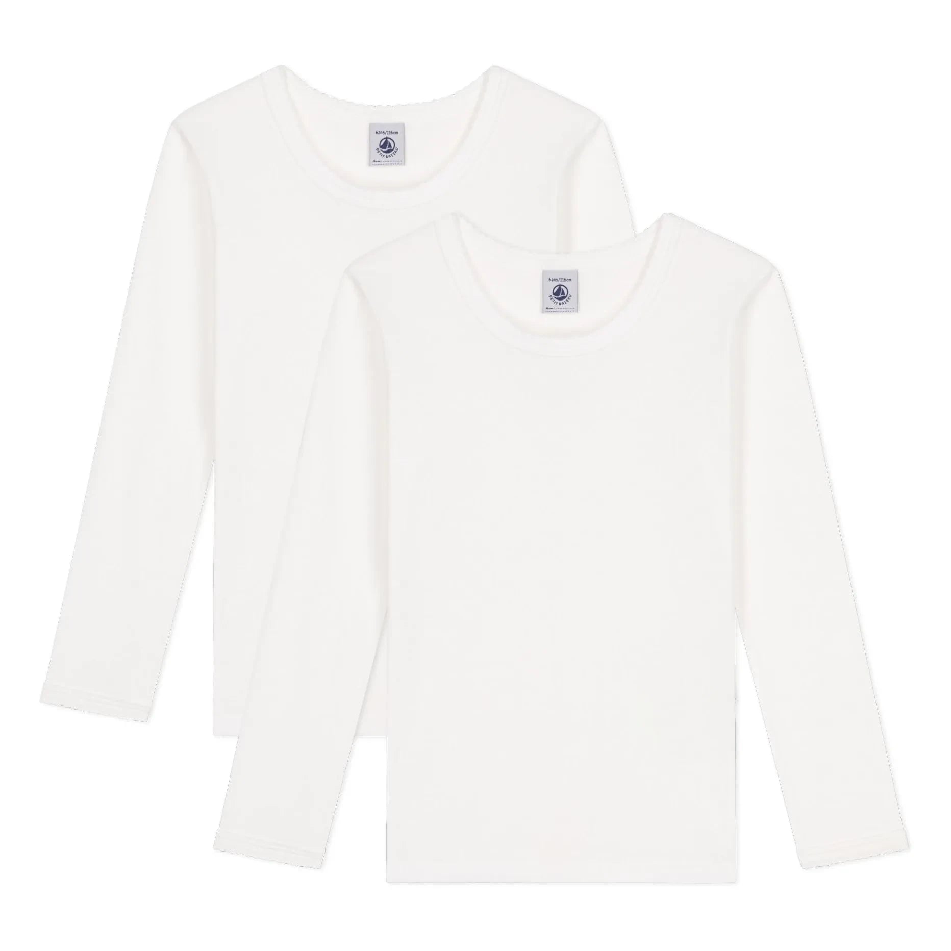 Petit Bateau - 2'li Uzun Kollu Tişört Seti | Beyaz