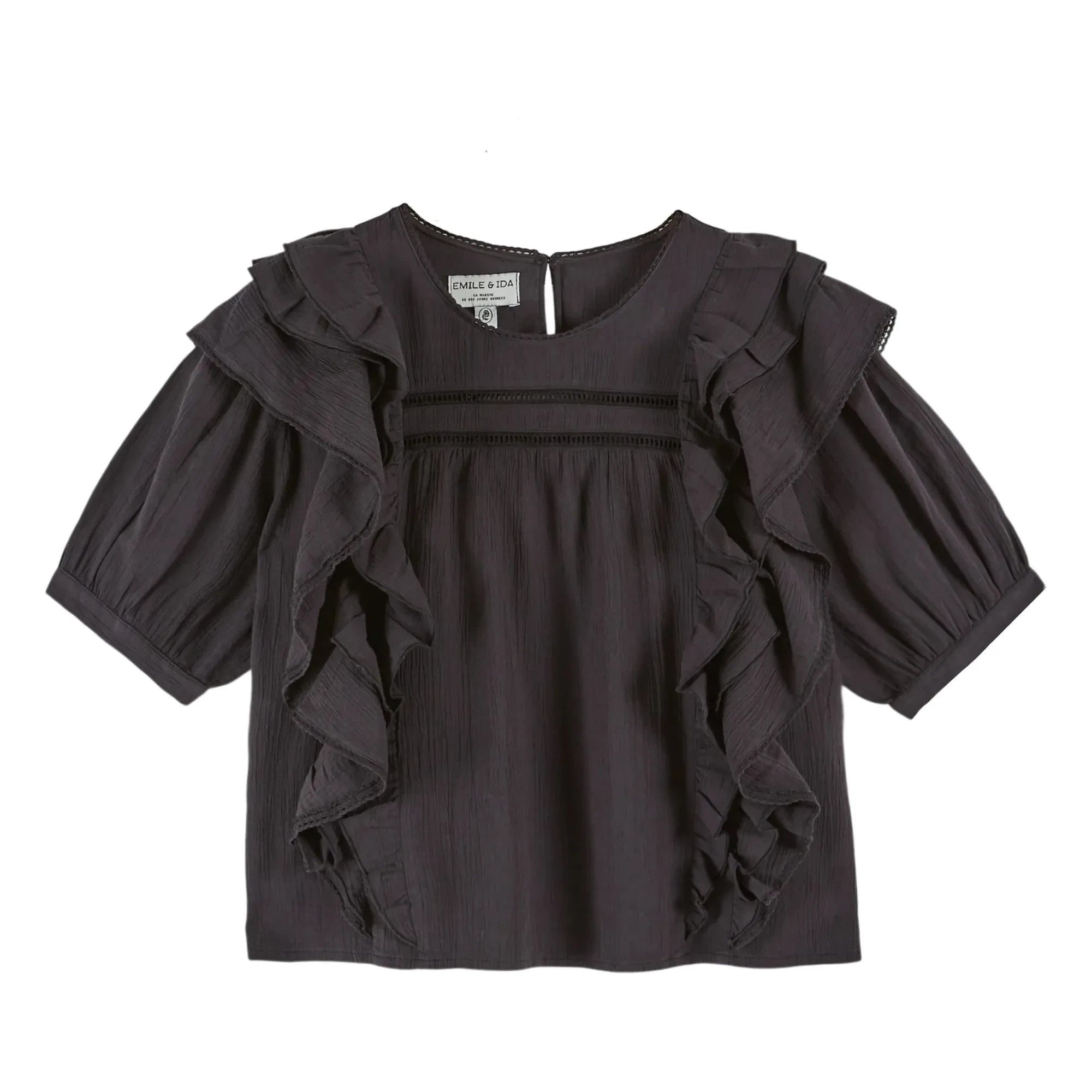 Emile et Ida - Cotton ruffled blouse | Black