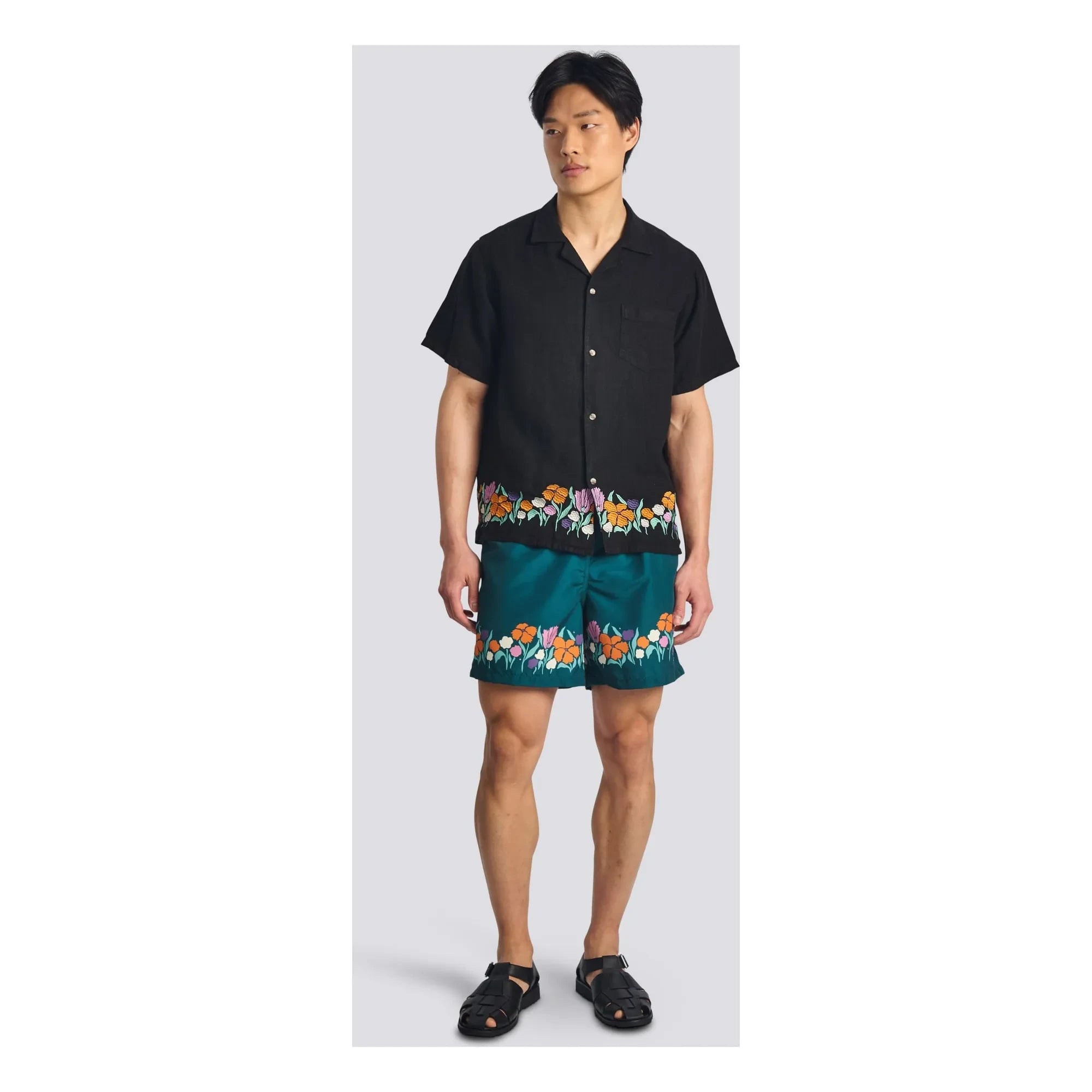Bather – Camp Leinenhemd | Schwarz