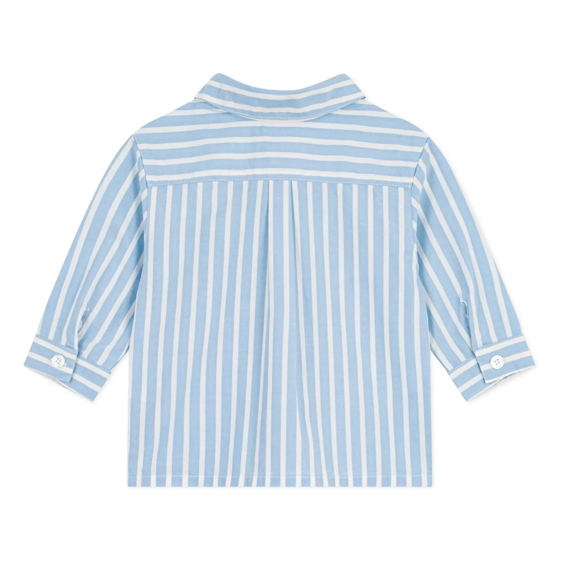 Petit Bateau - Organic Cotton Poplin Logo Striped Shirt | Blue