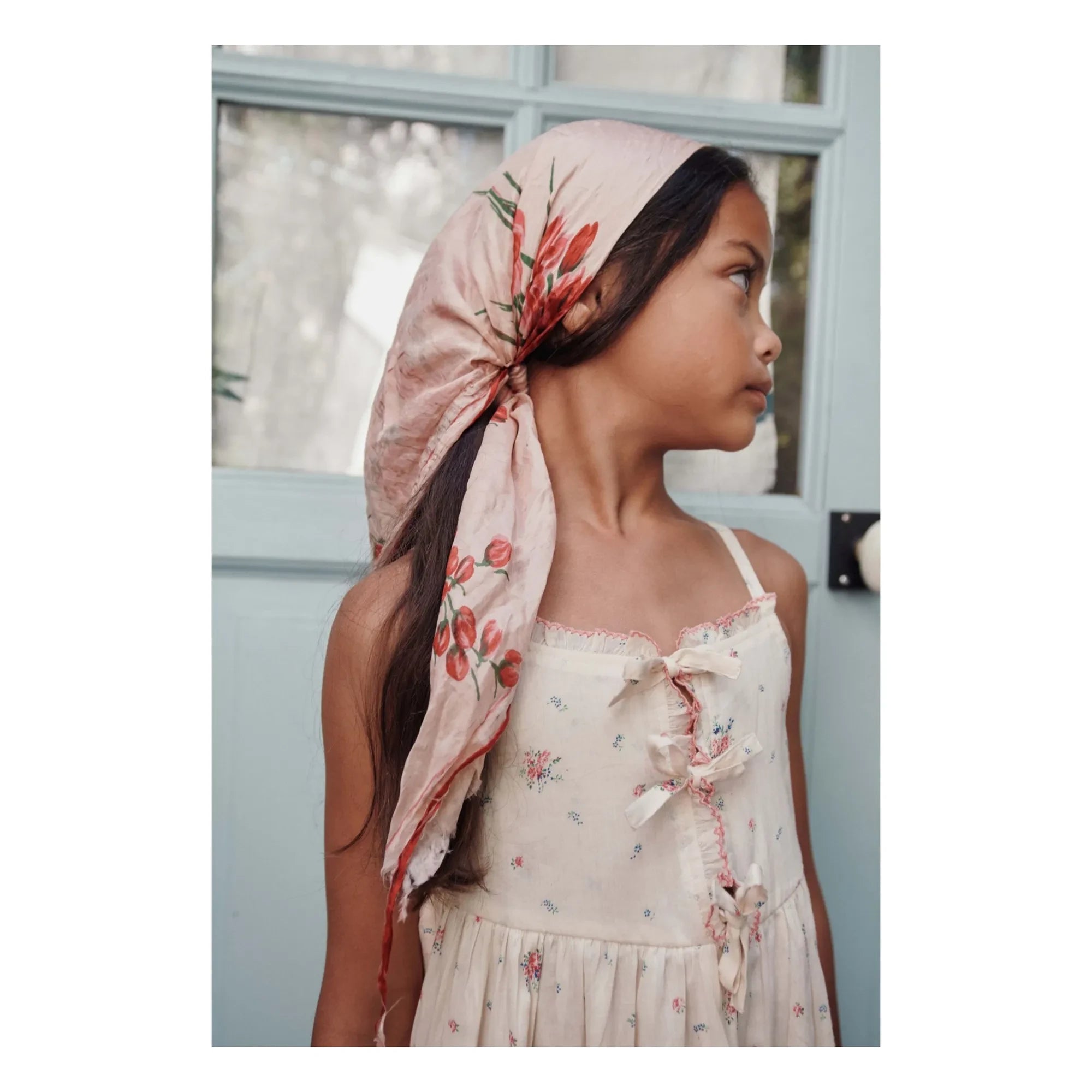 Emile et Ida – Geknotetes Kleid aus Bio-Baumwolle mit Blumenmuster | Creme