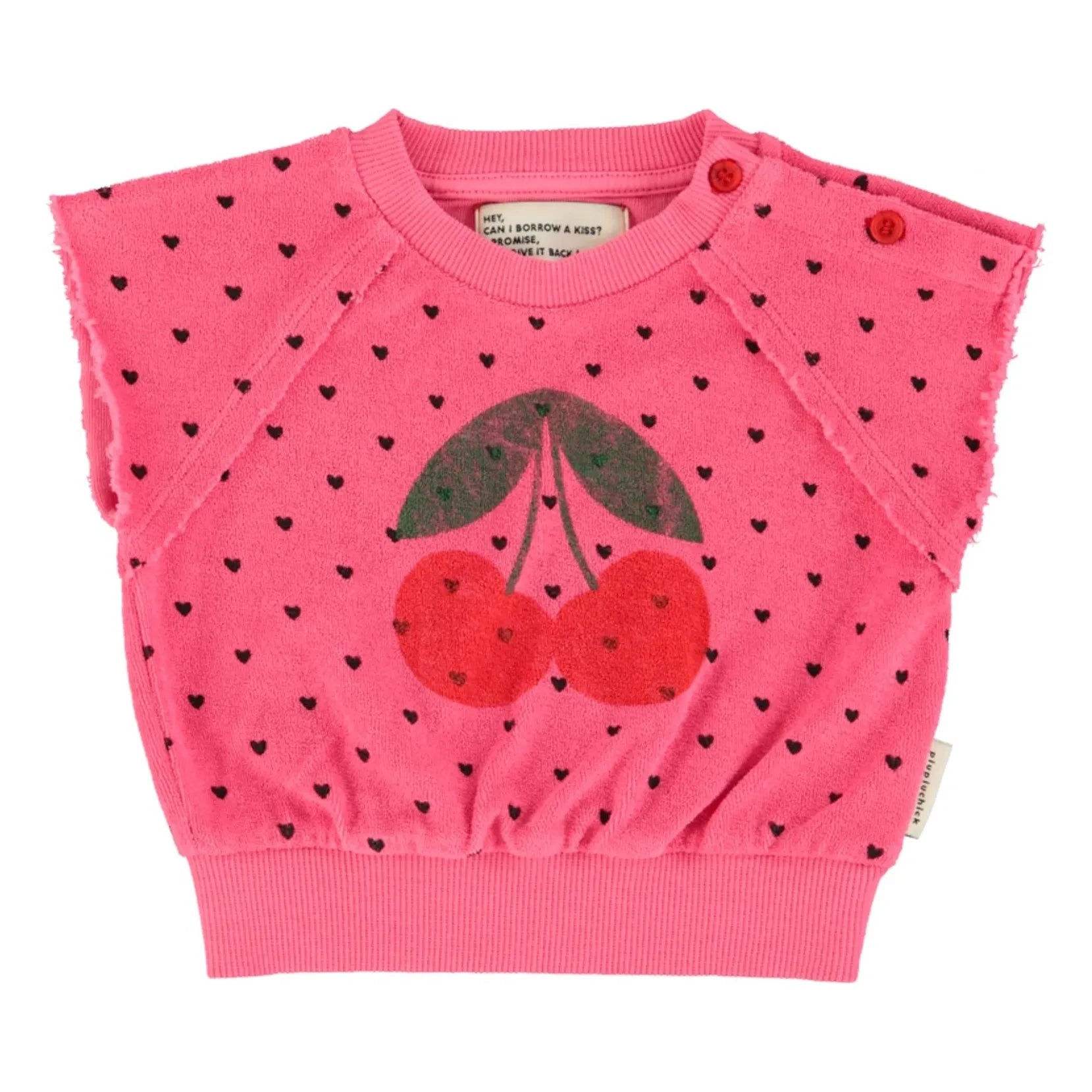 Piupiuchick - Kiraz organik pamuk havlu kolsuz sweatshirt | Fuşya
