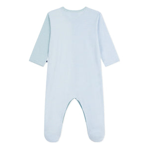 Petit Bateau - Dors Bien Renk Bloklu Çizgili Milleraies Organik Pamuk Pijama | Yeşil