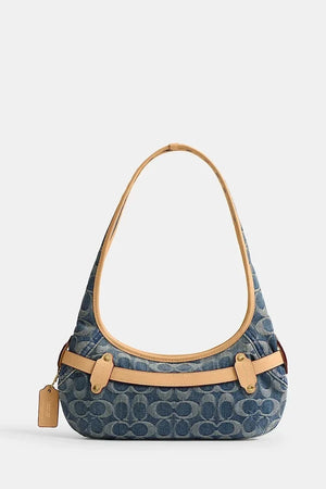 Coach Belted Ergo Shoulder Bag 26 denim kadın hobo çanta