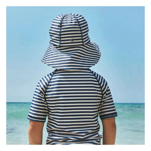 Wheat - Bora Striped UV Protection Hat Recycled Fibers | Dark Blue